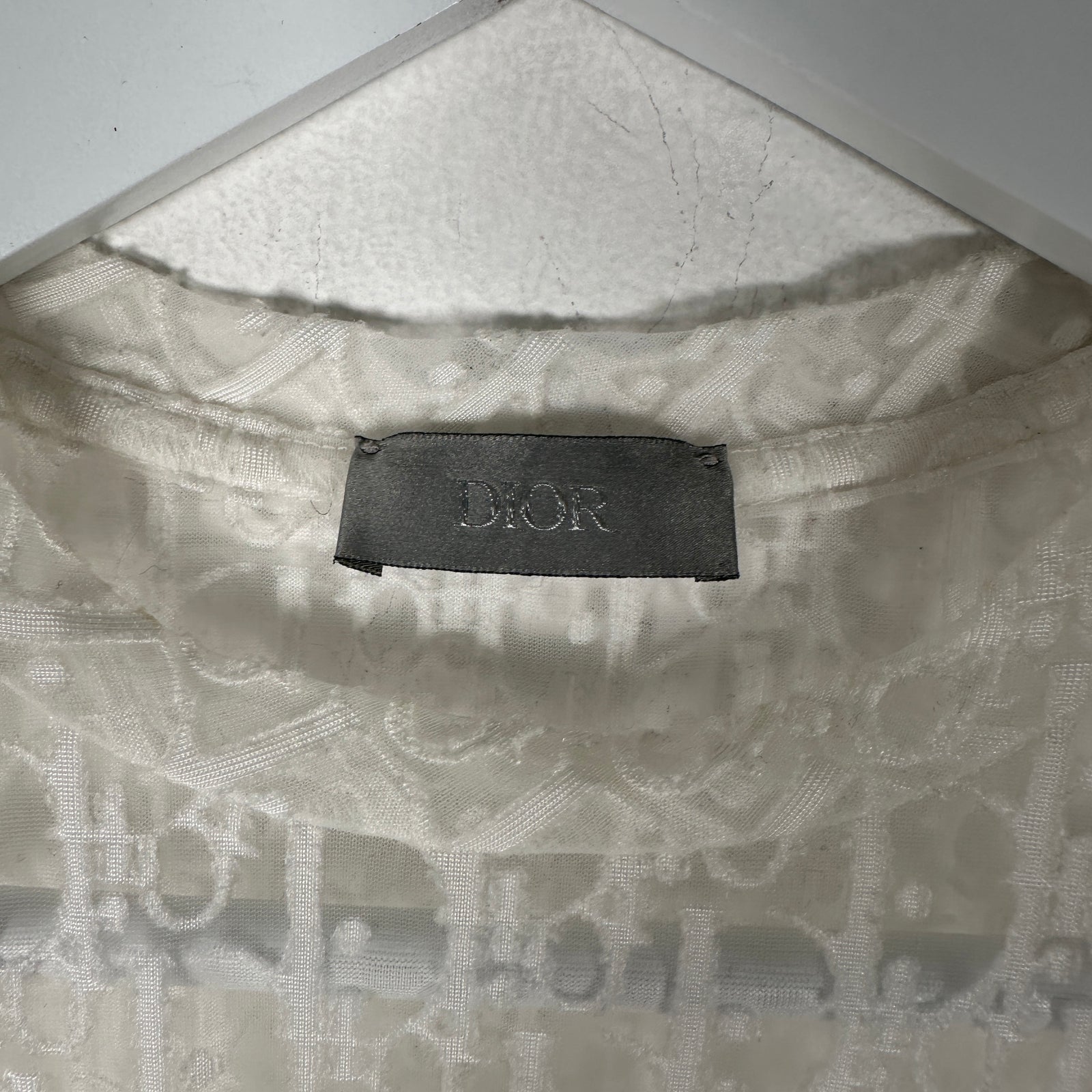Dior White Oblique Mesh T-Shirt Size Small