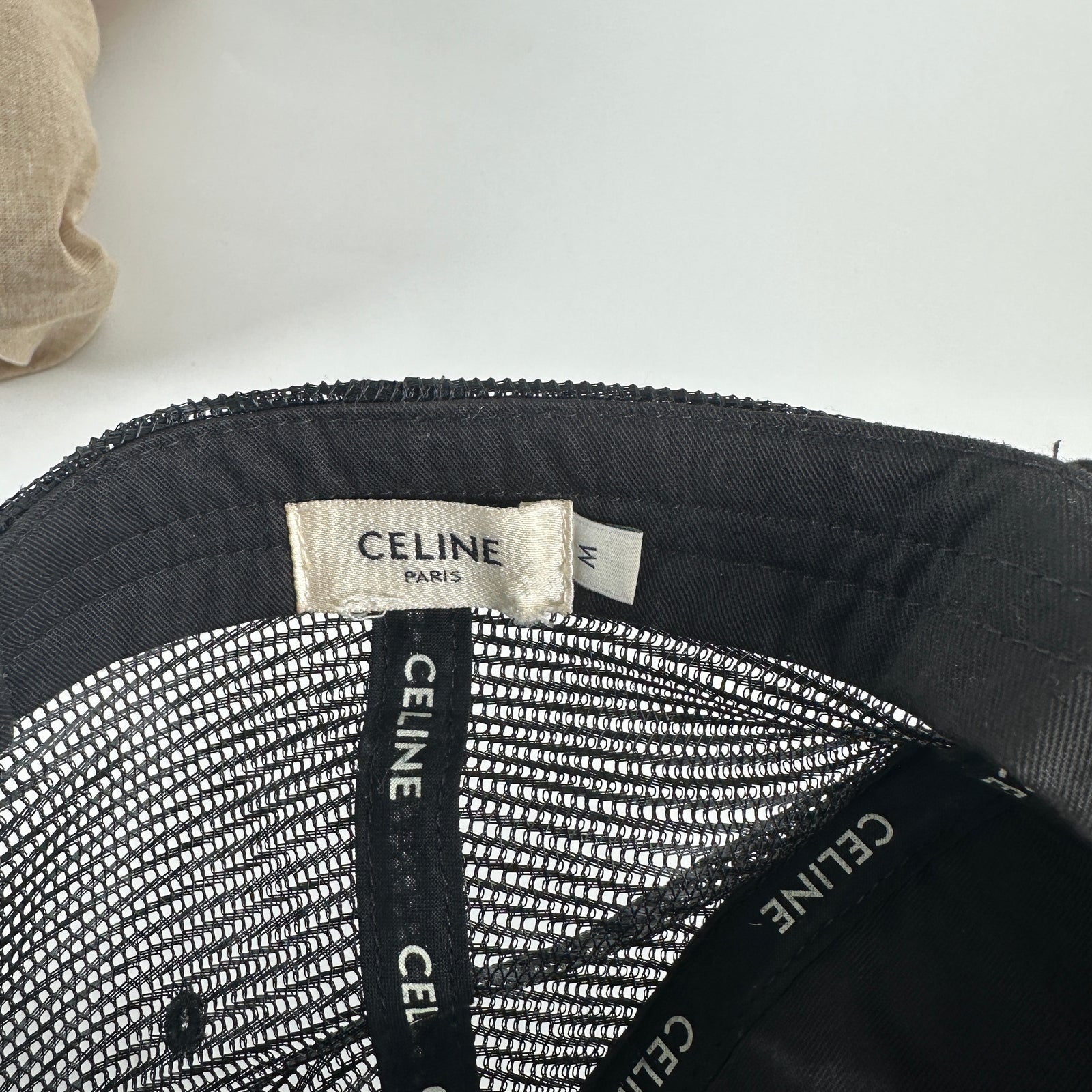Celine Black Trucker Logo Hat Size M