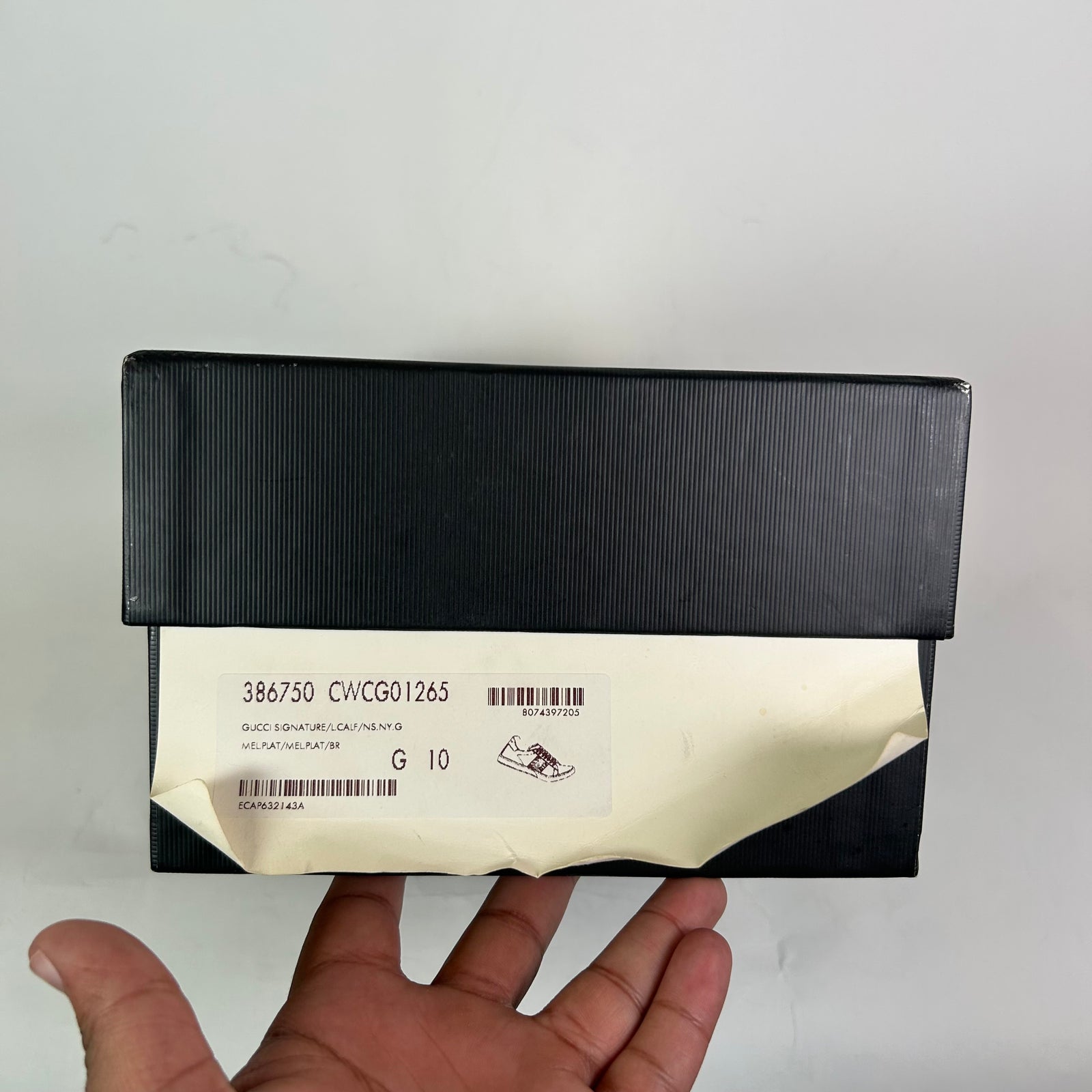 Gucci Grey Embossed Web Ace Sneaker Size 11