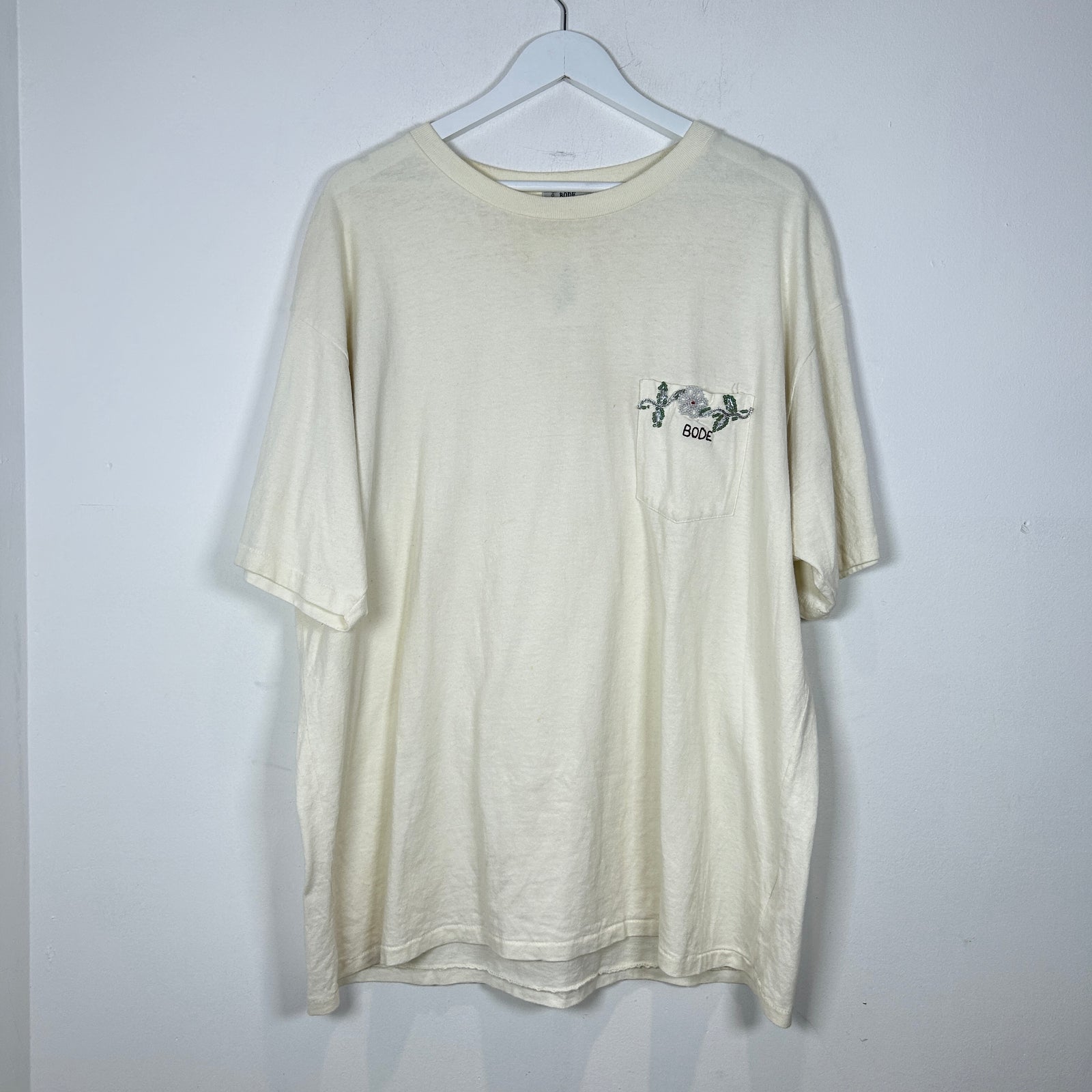 Bode Sequin Applique White T-Shirt Size XL