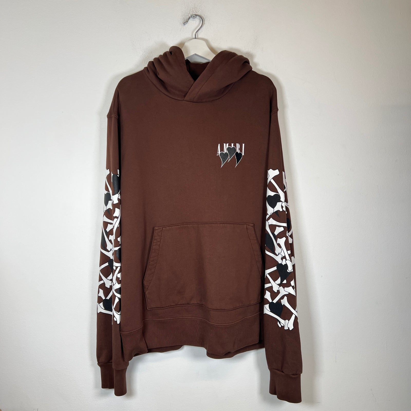 Amiri Brown 3 Hearts Bones Hoodie Size XXL