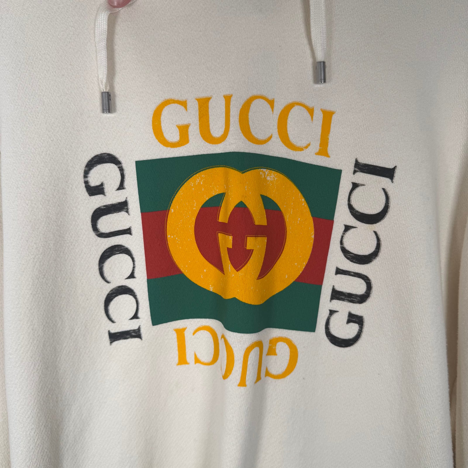 Gucci Cream Logo Hoodie Size M