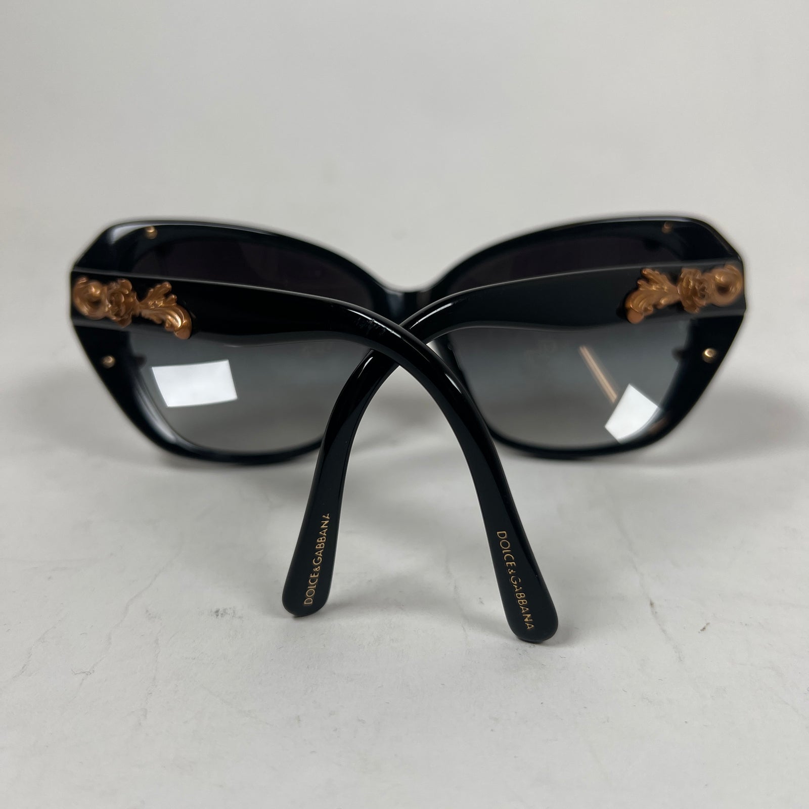 Dolce & Gabbana Black Sicilian Baroque Cat Eye Sunglasses