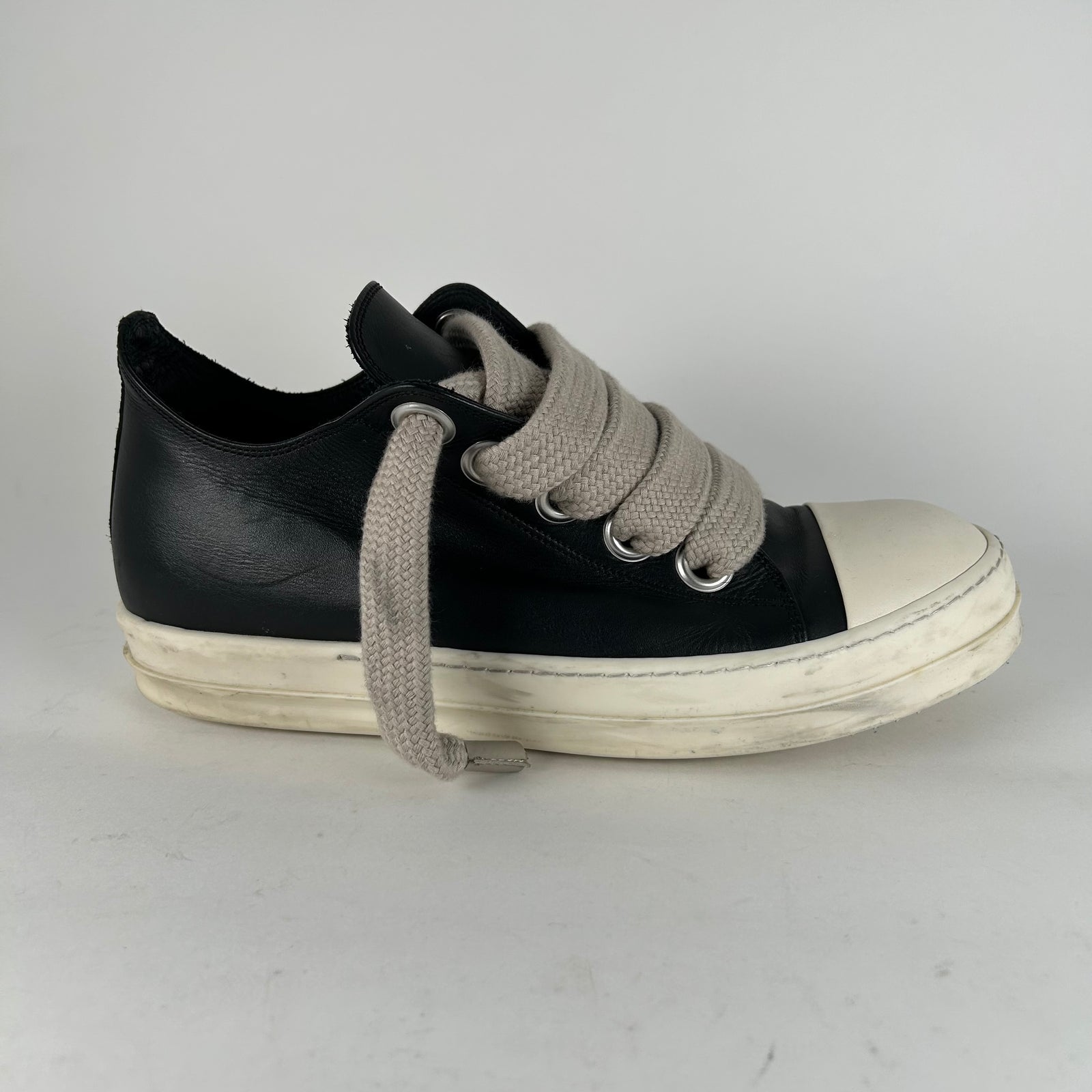 Rick Owens Black Leather Jumbo Lace Ramones Size 10.5