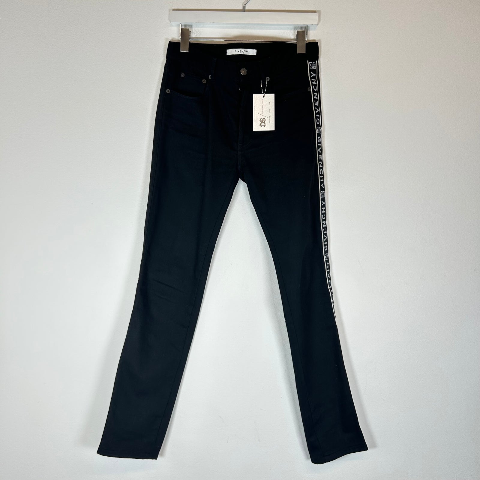 Givenchy Black Striped Logo Jeans Size 28