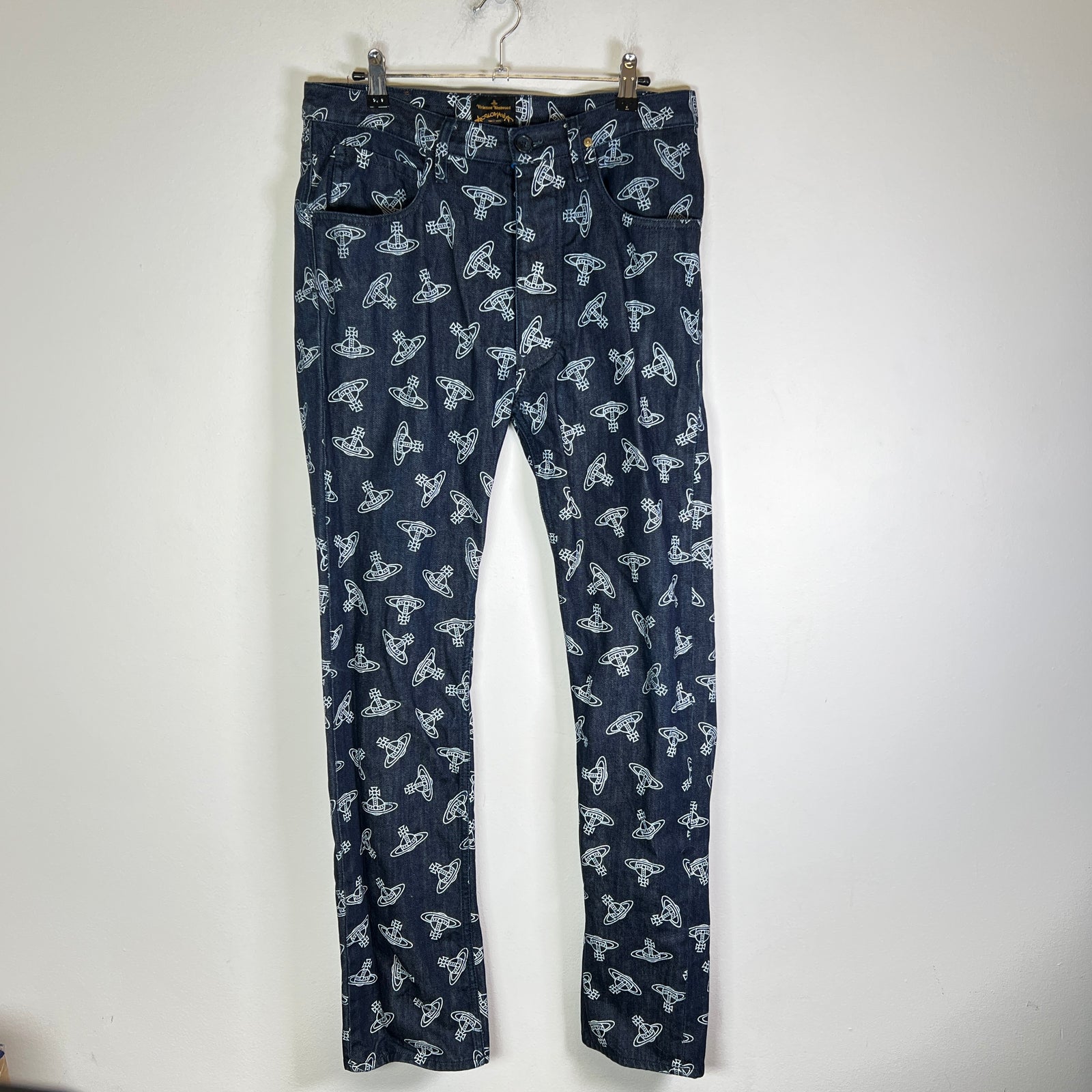Vivienne Westwood Dark Blue Orb Print Jeans Size 29