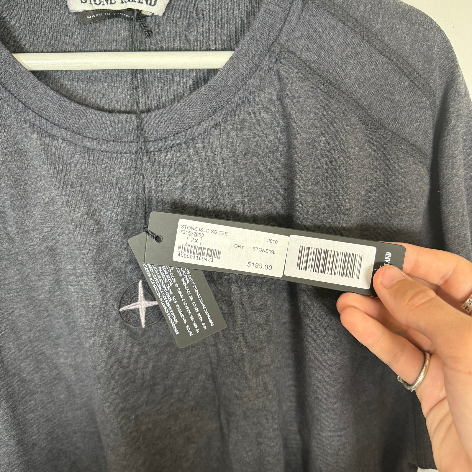 Stone Island Grey Compass Tee Size 2XL