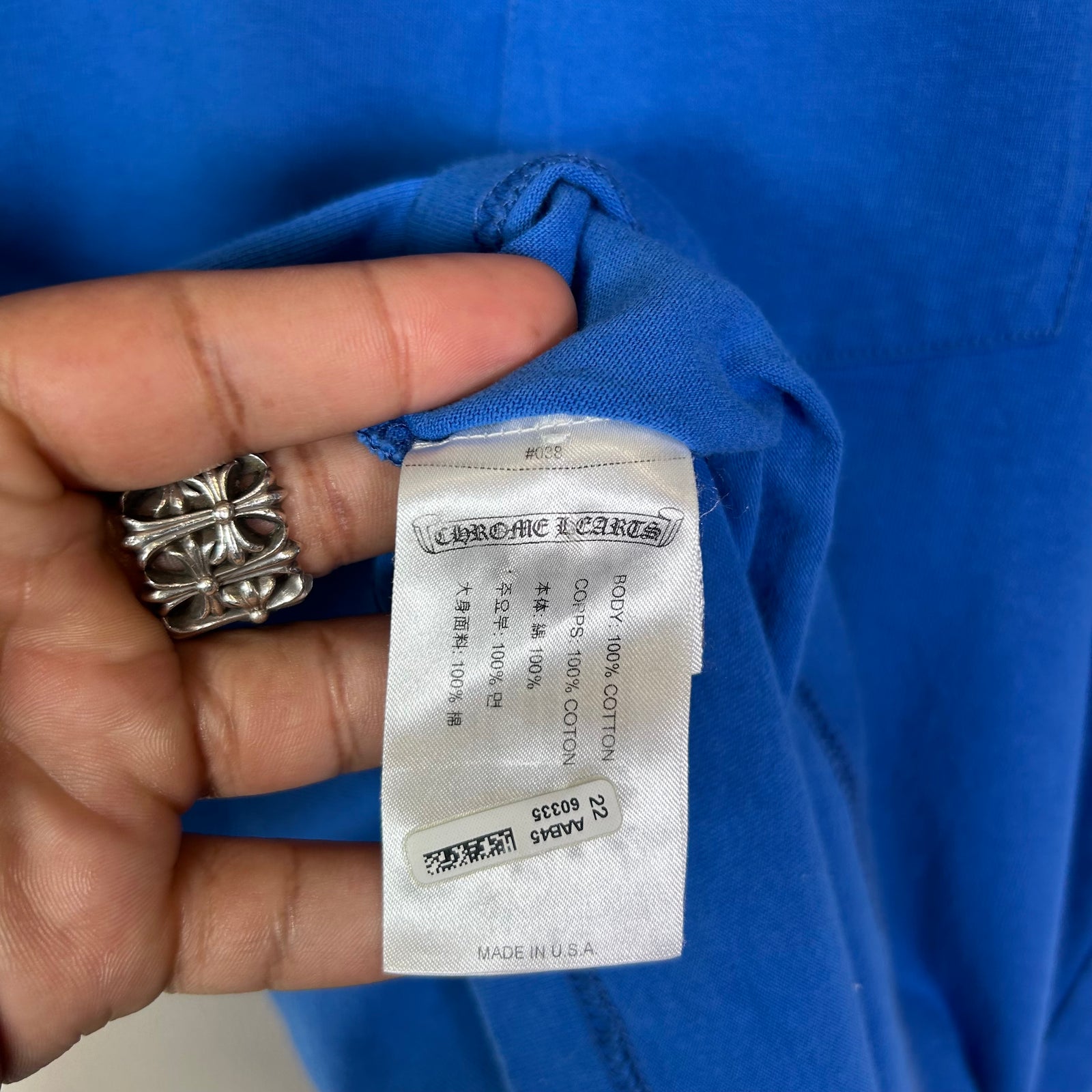 Chrome Hearts Blue Scroll Logo T-Shirt
