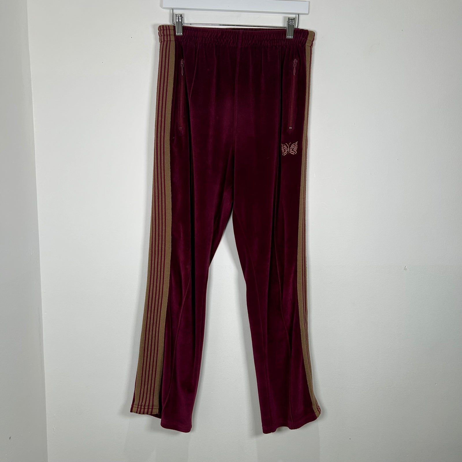 Needles Velour Red Narrow Track Pants Size M