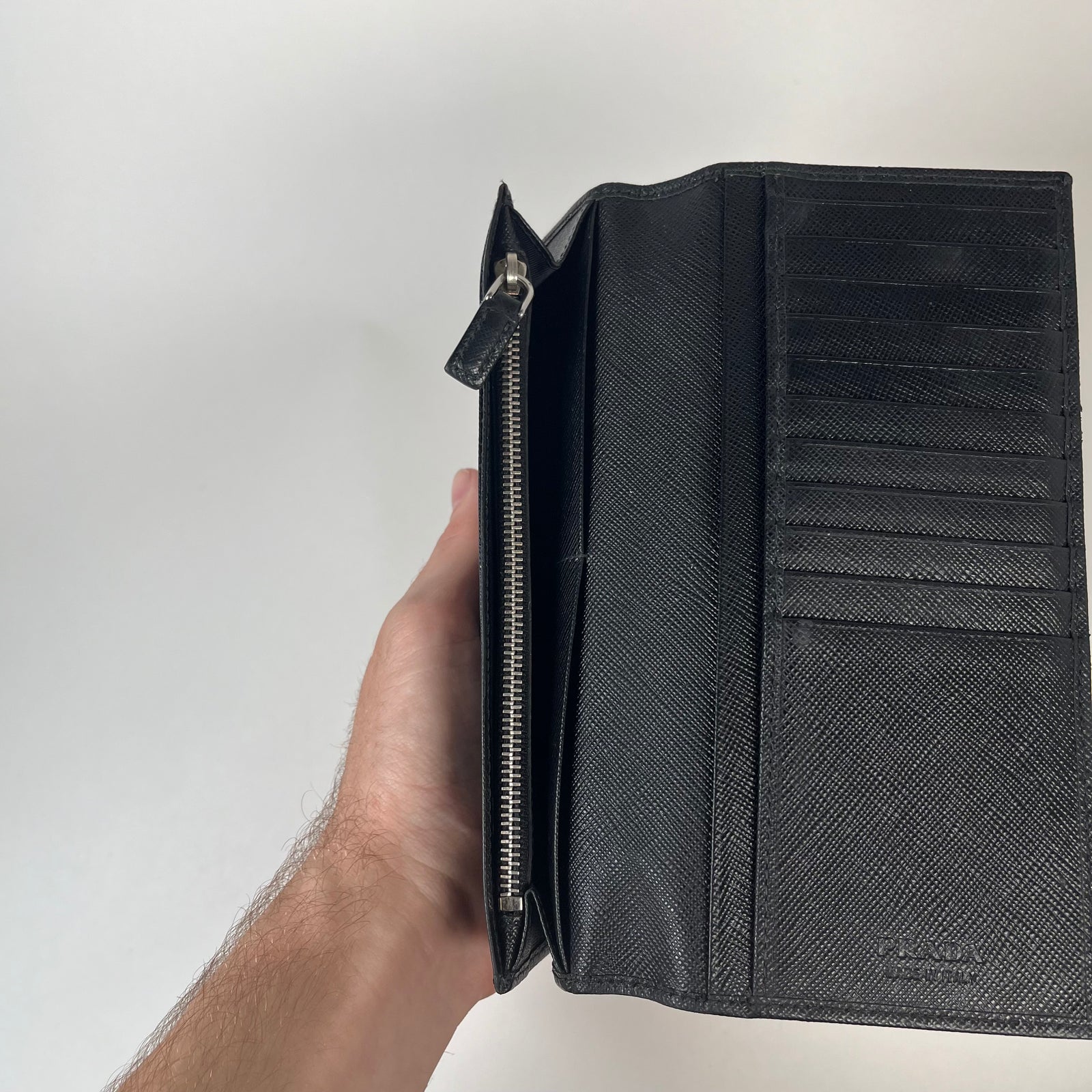 Prada Black Saffiano Leather Long Wallet