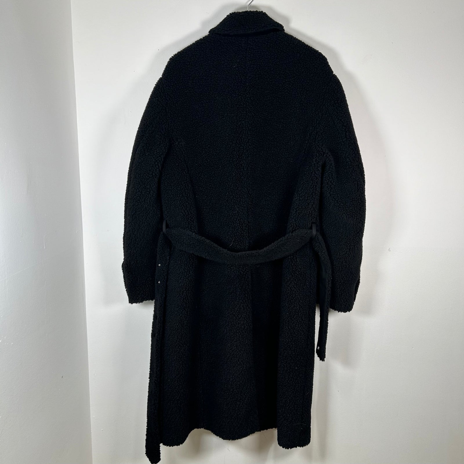 424 Black Wool Zip-Up Trech-Coat Size 48