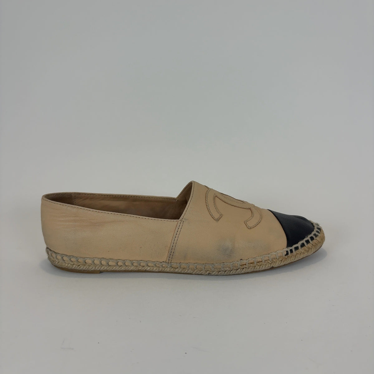 Chanel Leather Logo Espadrilles Flats