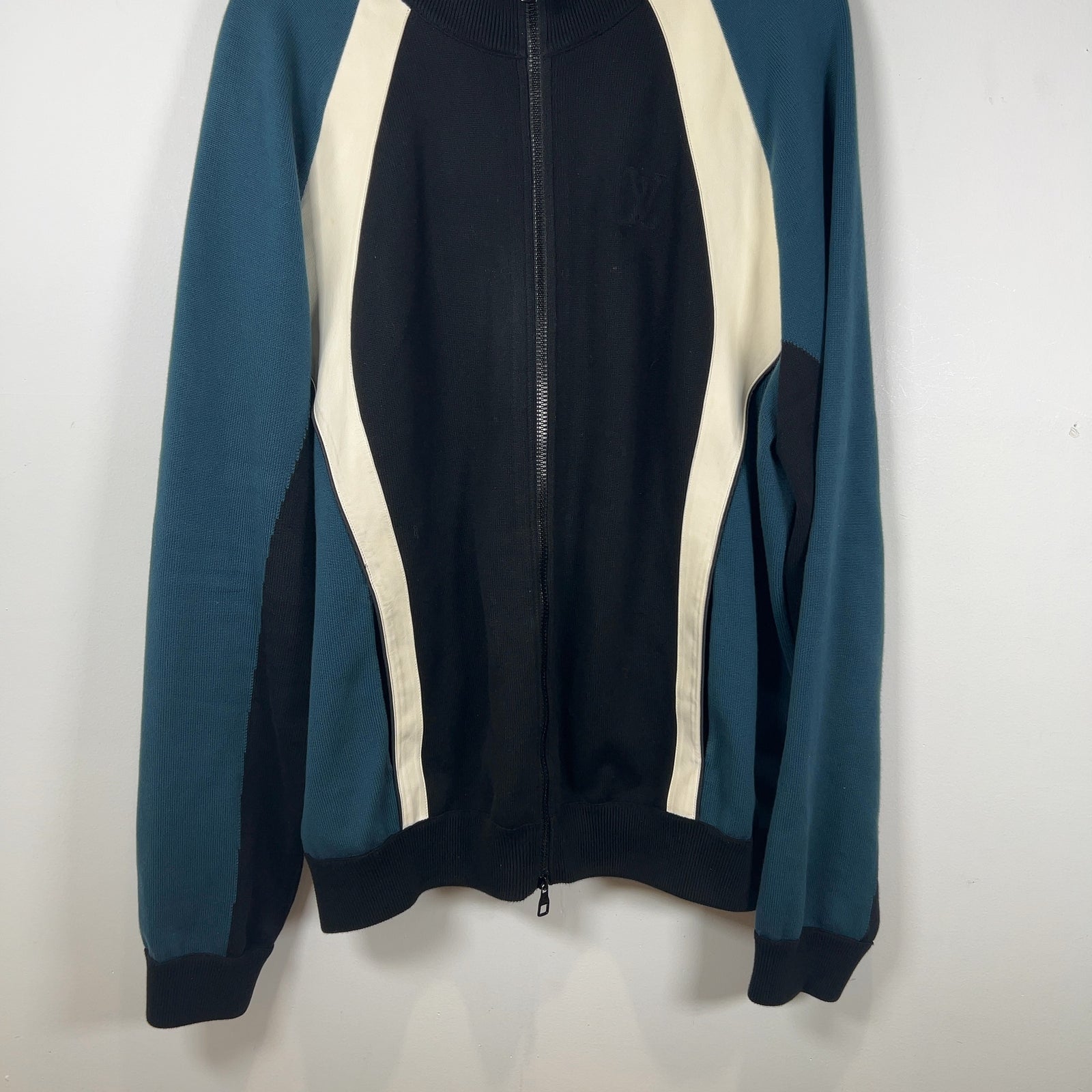 Louis Vuitton Color Block Leather/Knit Track Jacket