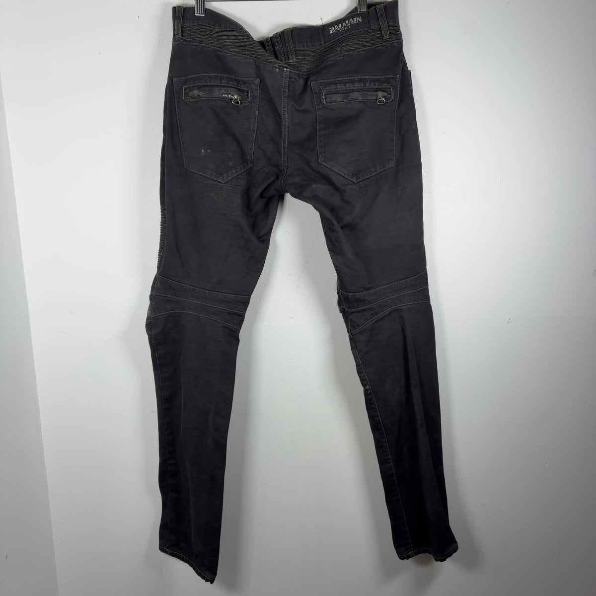Balmain Distressed Repair Biker Jeans