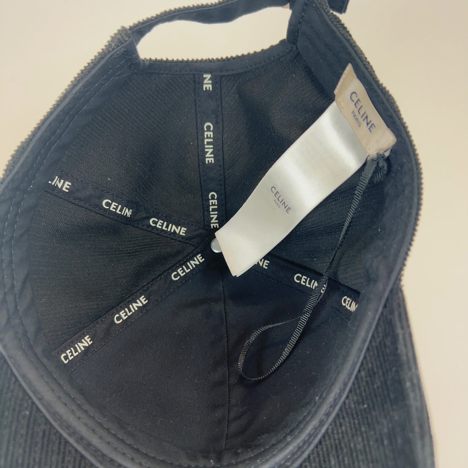 Celine Corduroy Studded Logo Hat