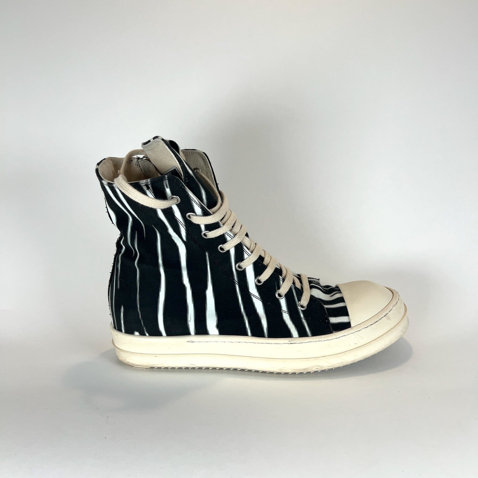 Rick Owens DRKSHDW Zebra Ramone Hightop Sneakers