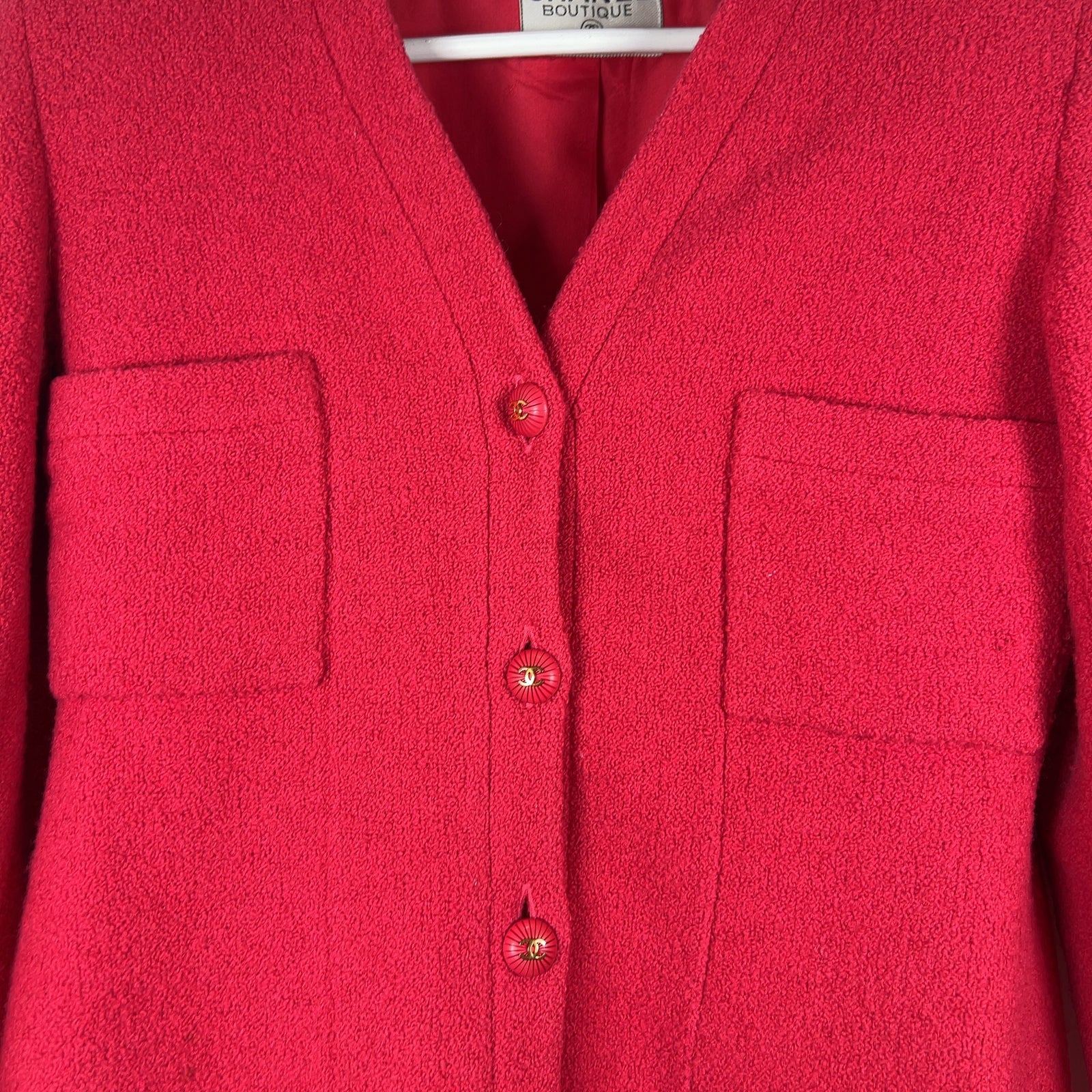 Chanel Pink Vintage Bouclé Wool Jacket Size S