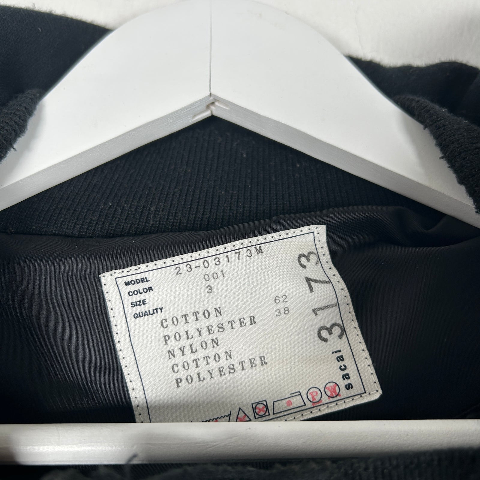 Sacai Black Hybrid Zipper Hoodie Size L