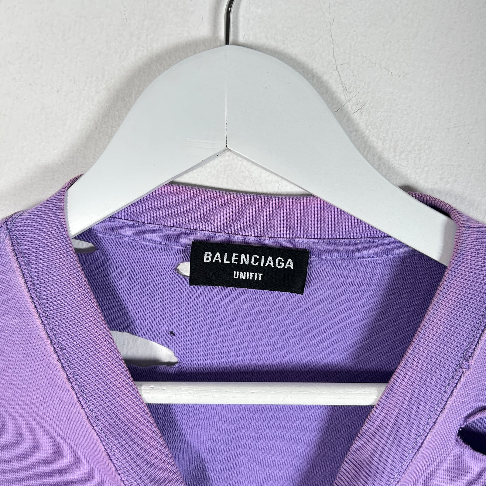 Balenciaga Distressed Logo T-Shirt Purple Size S
