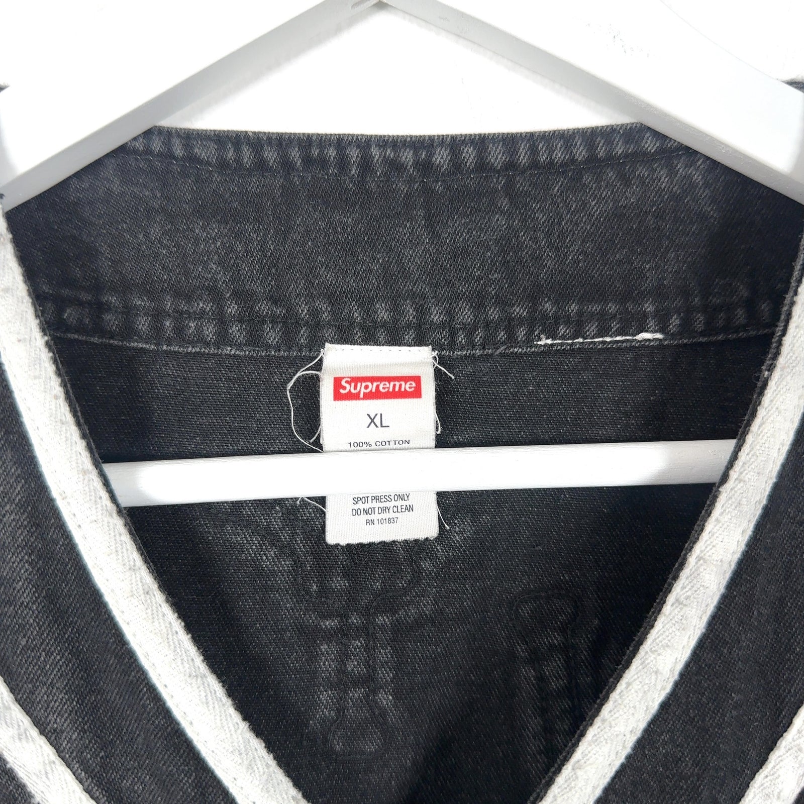 Supreme Denim Patchwork Baseball Jersey Shirt