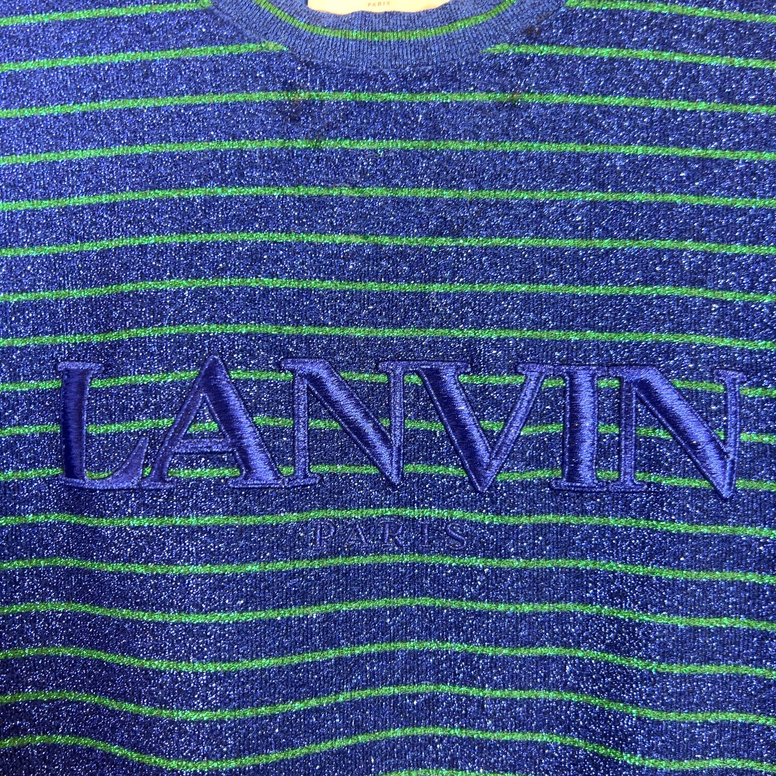 Lanvin Striped Viscose Logo T-Shirt