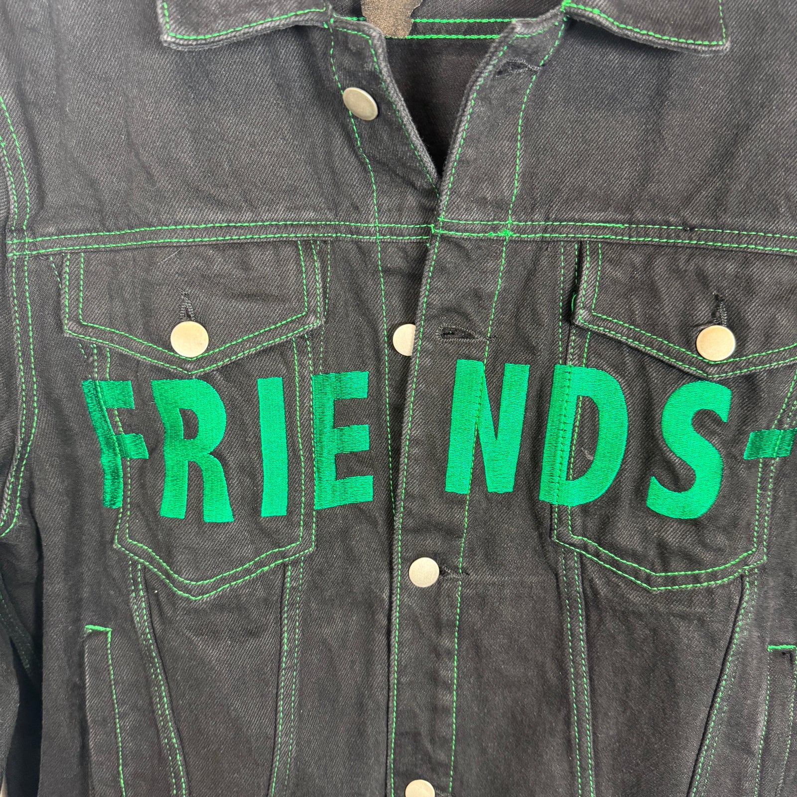 Vlone Black/Green Friends Denim Jacket Size XL