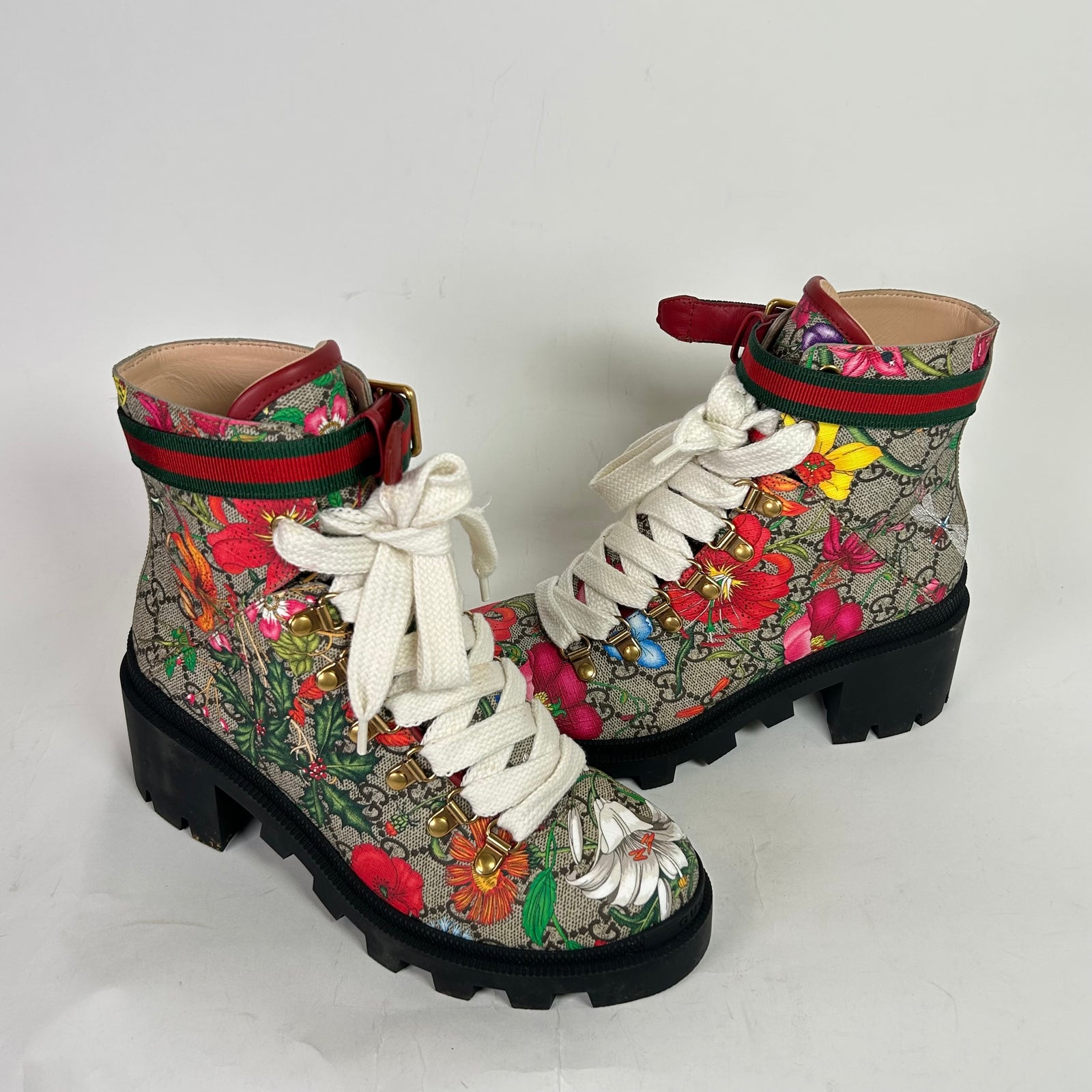 Gucci GG Monogram Flora Ankle Boots