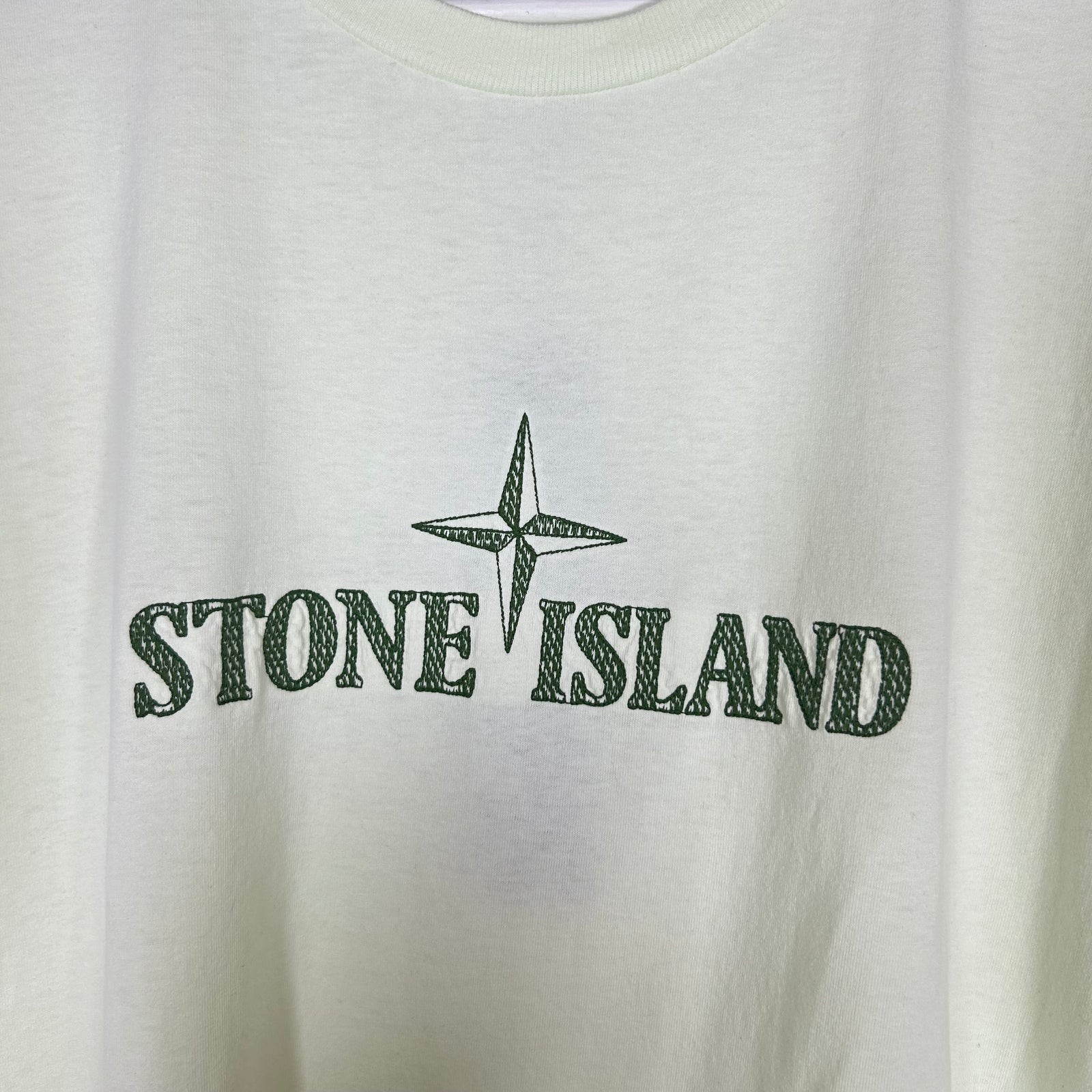 Stone Island Lime Green Embroidered Logo Tee Size L