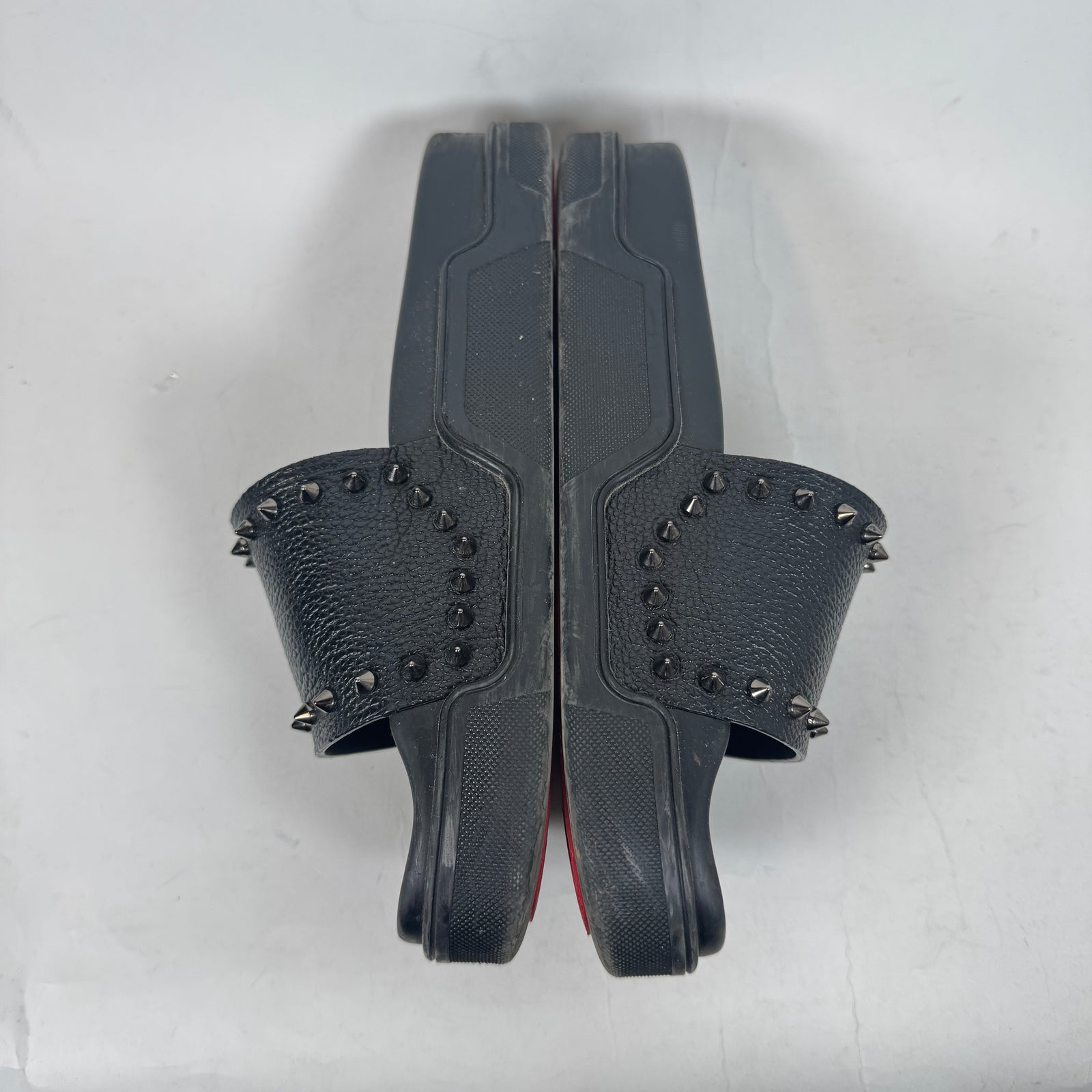 Christian Louboutin Black Leather Studded Slides Size 41