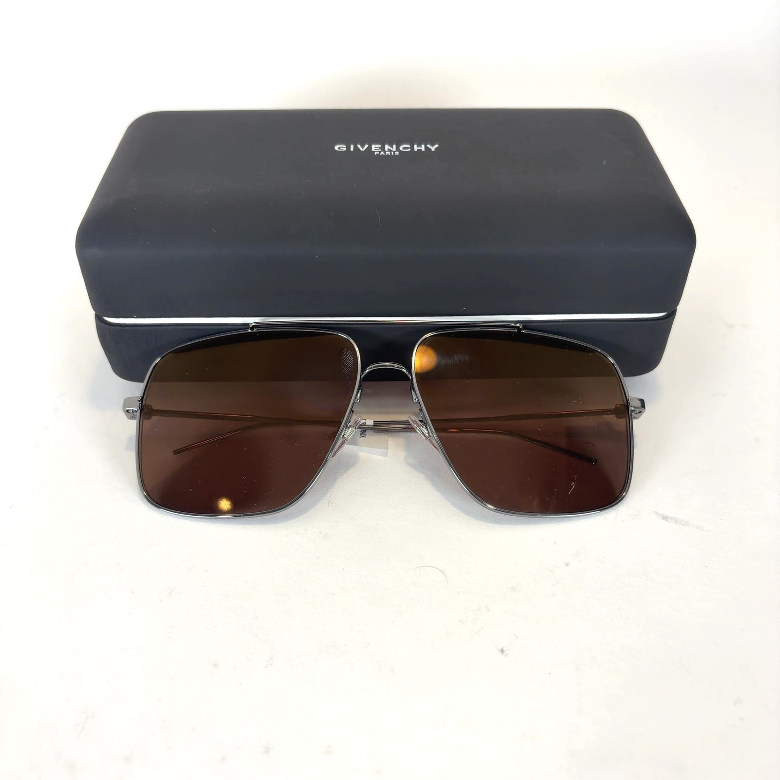 Givenchy Rectangle Aviator Brown Lens Wire Frame Sunglasses