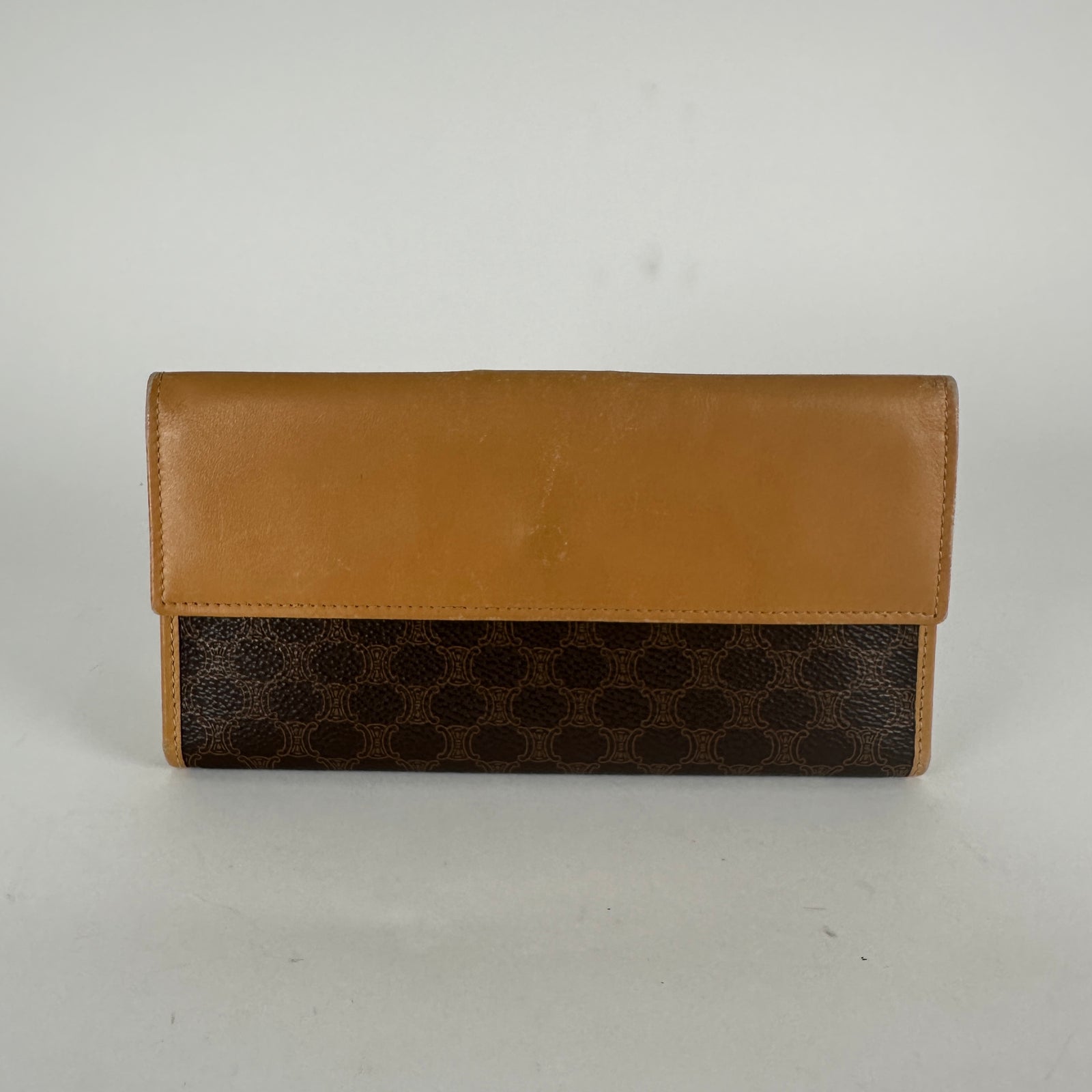 Celine Brown Macadam Leather Long Wallet