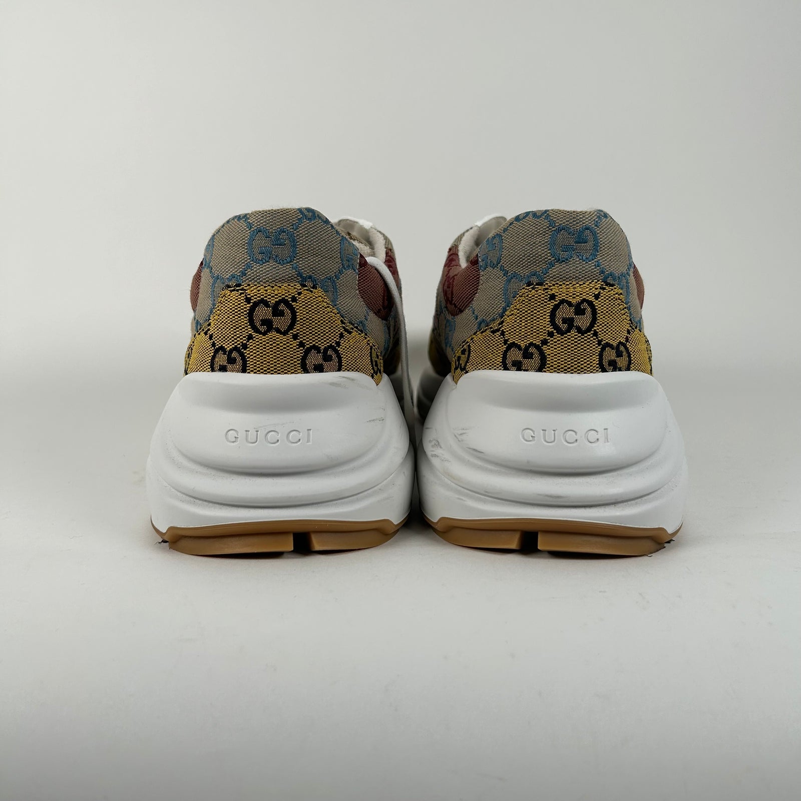 Gucci White GG Supreme Monogram Multicolor Rhyton Sneaker Size 11.5