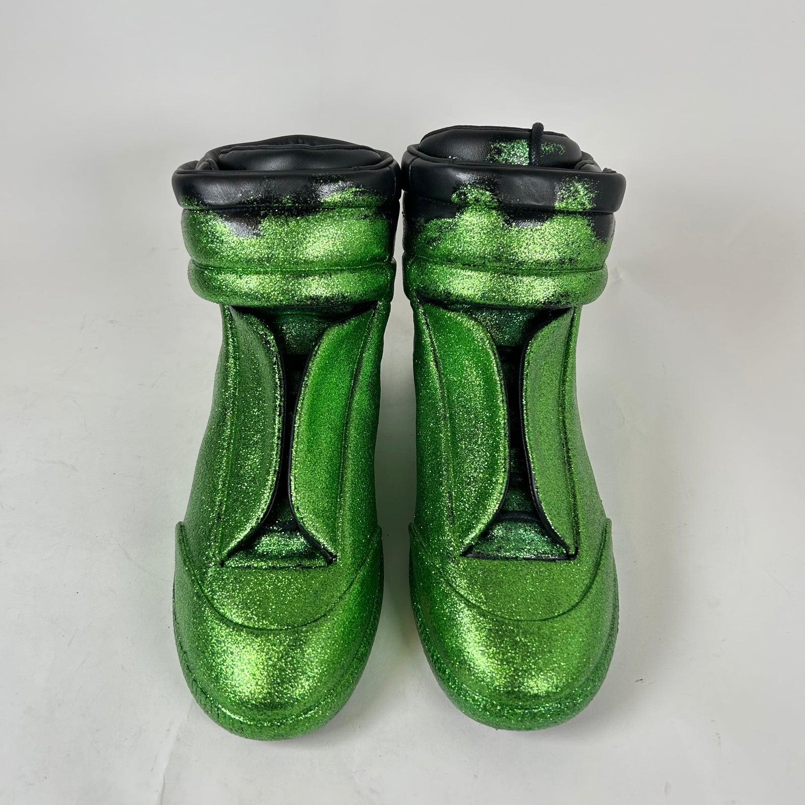 Maison Margiela Green Glitter Gradient High-Top Futures Size 41