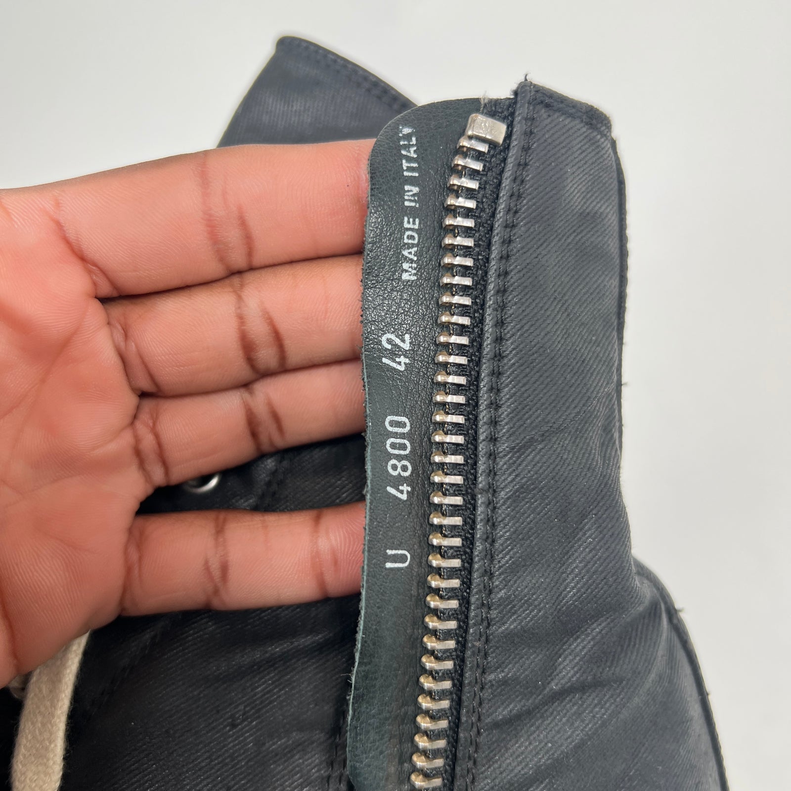 Rick Owens Drkshdw Black Waxed High-Top Ramones Size 42