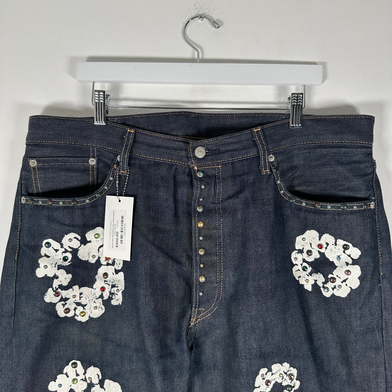 Denim Tears Rhinestone Raw Denim Wreath Jeans Size 38