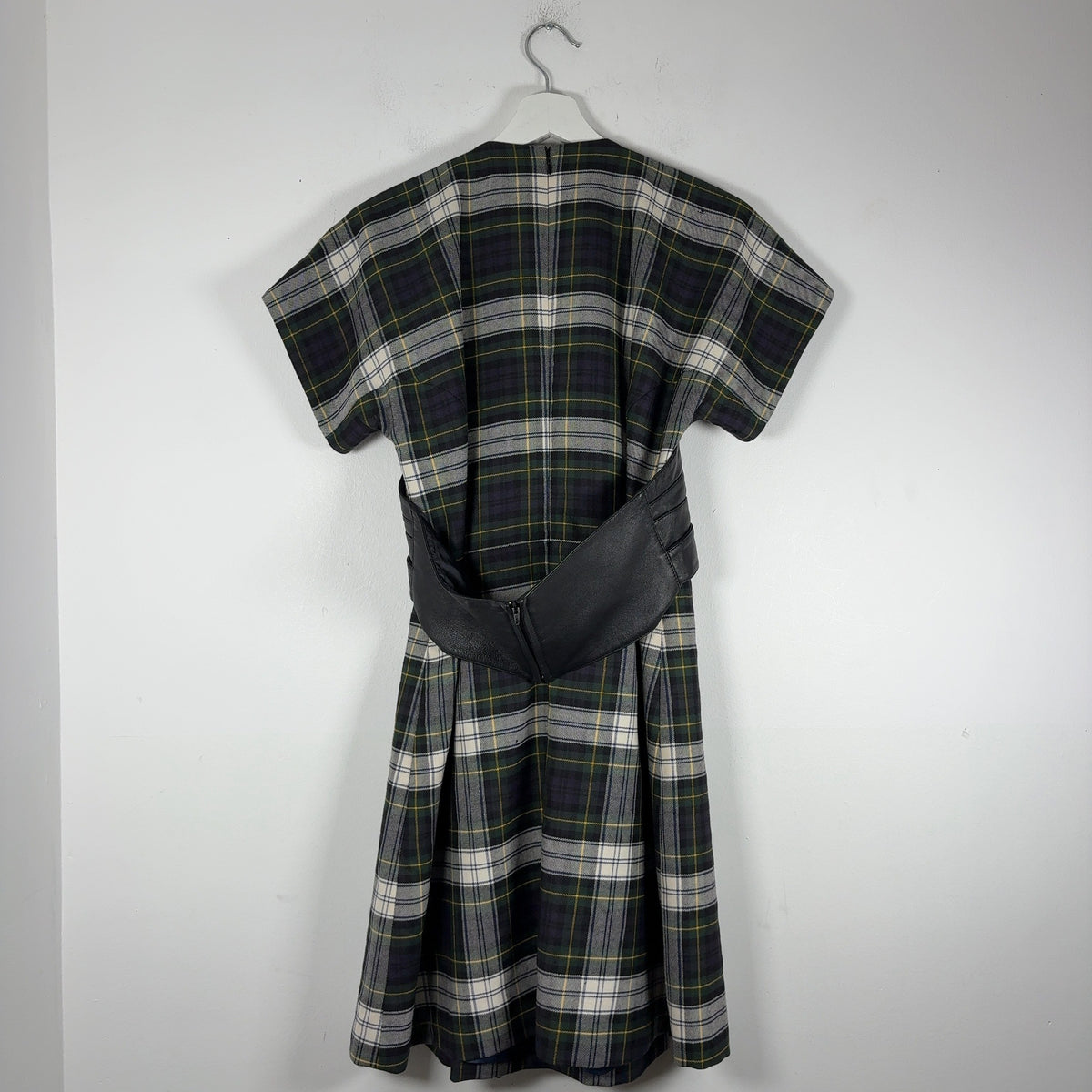 Alexander McQueen McQ Tartan Wool & Leather Corset Belt Dress
