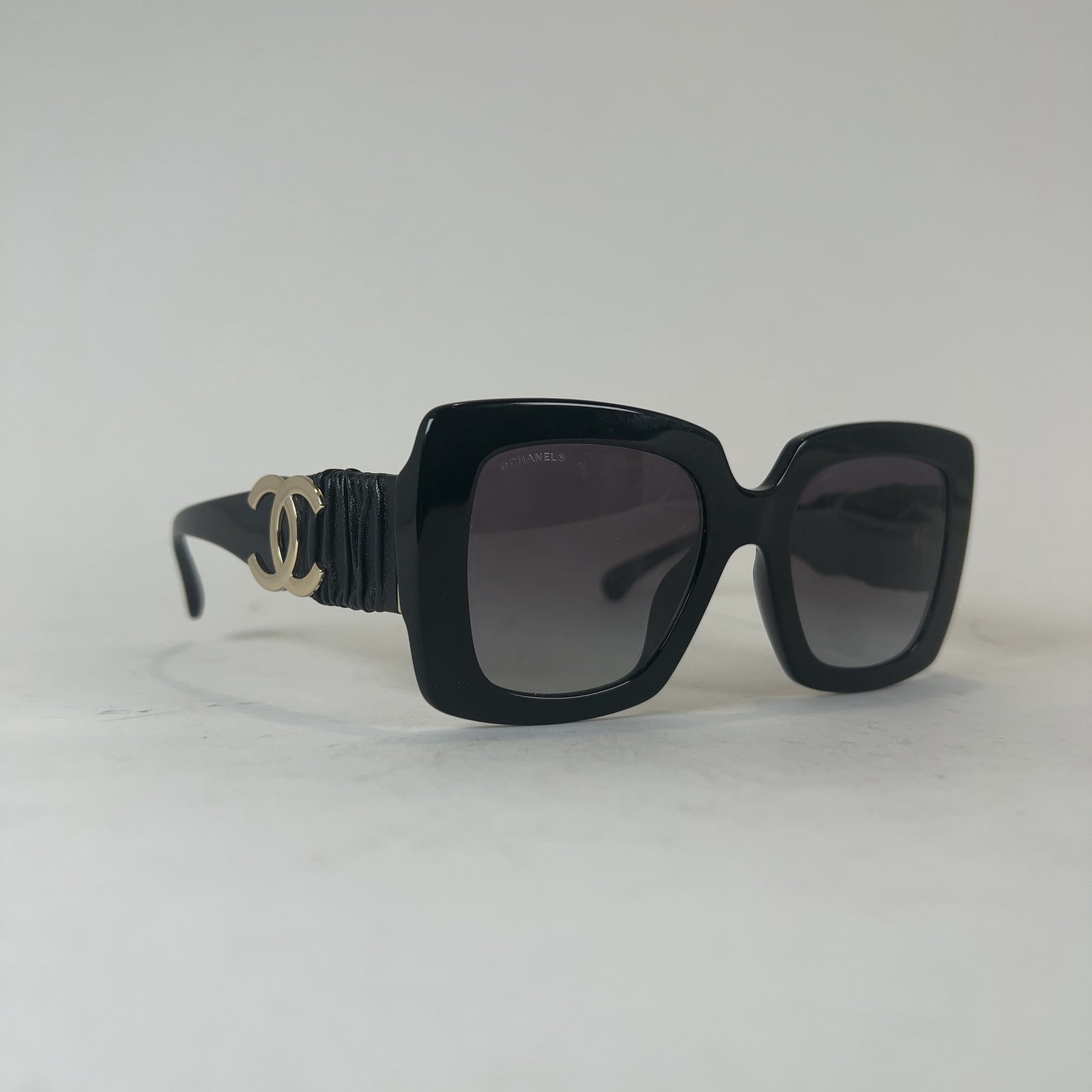 Chanel Square Frame Calfskin Leather Sunglasses