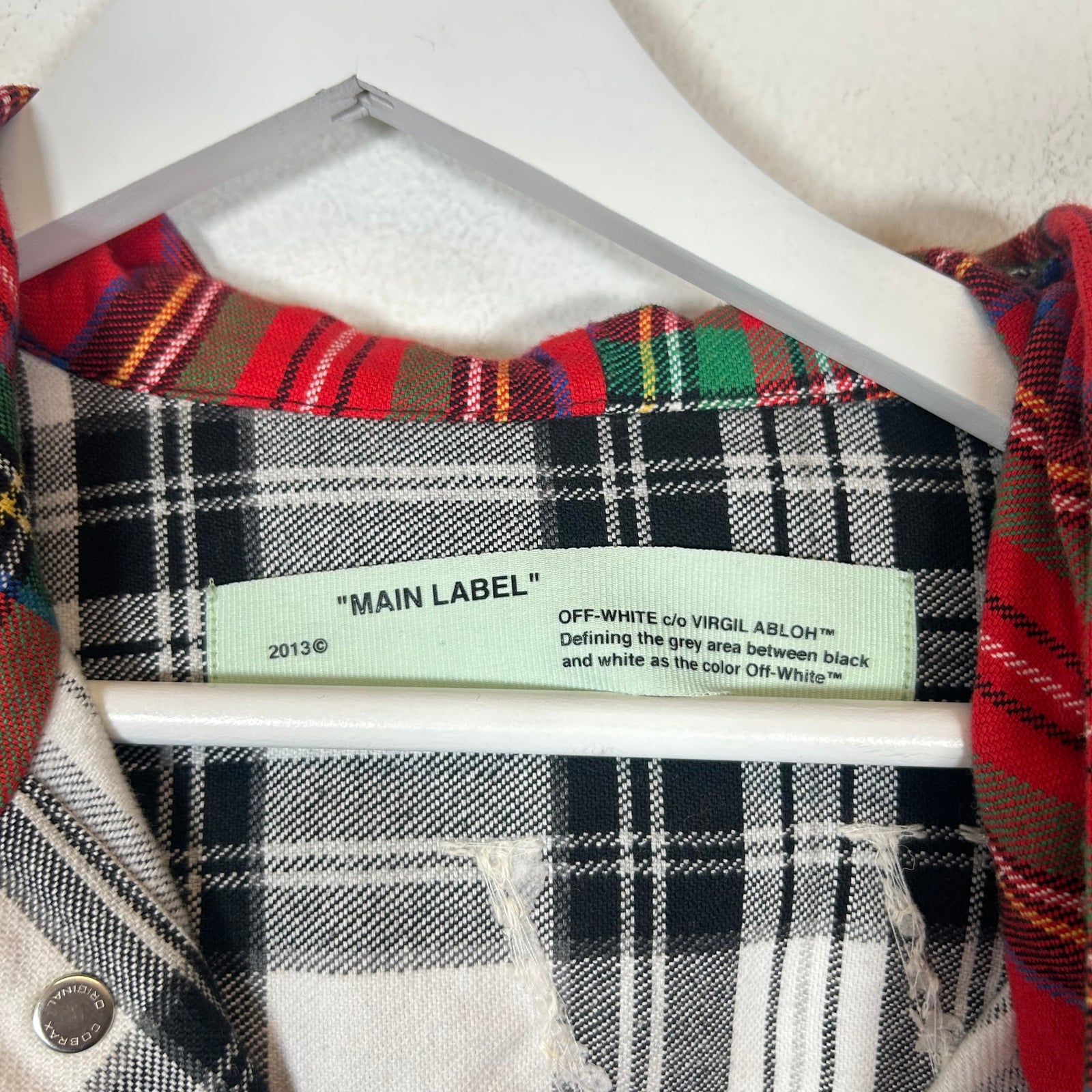 Off-White Checkered Flannel Hoodie Size S