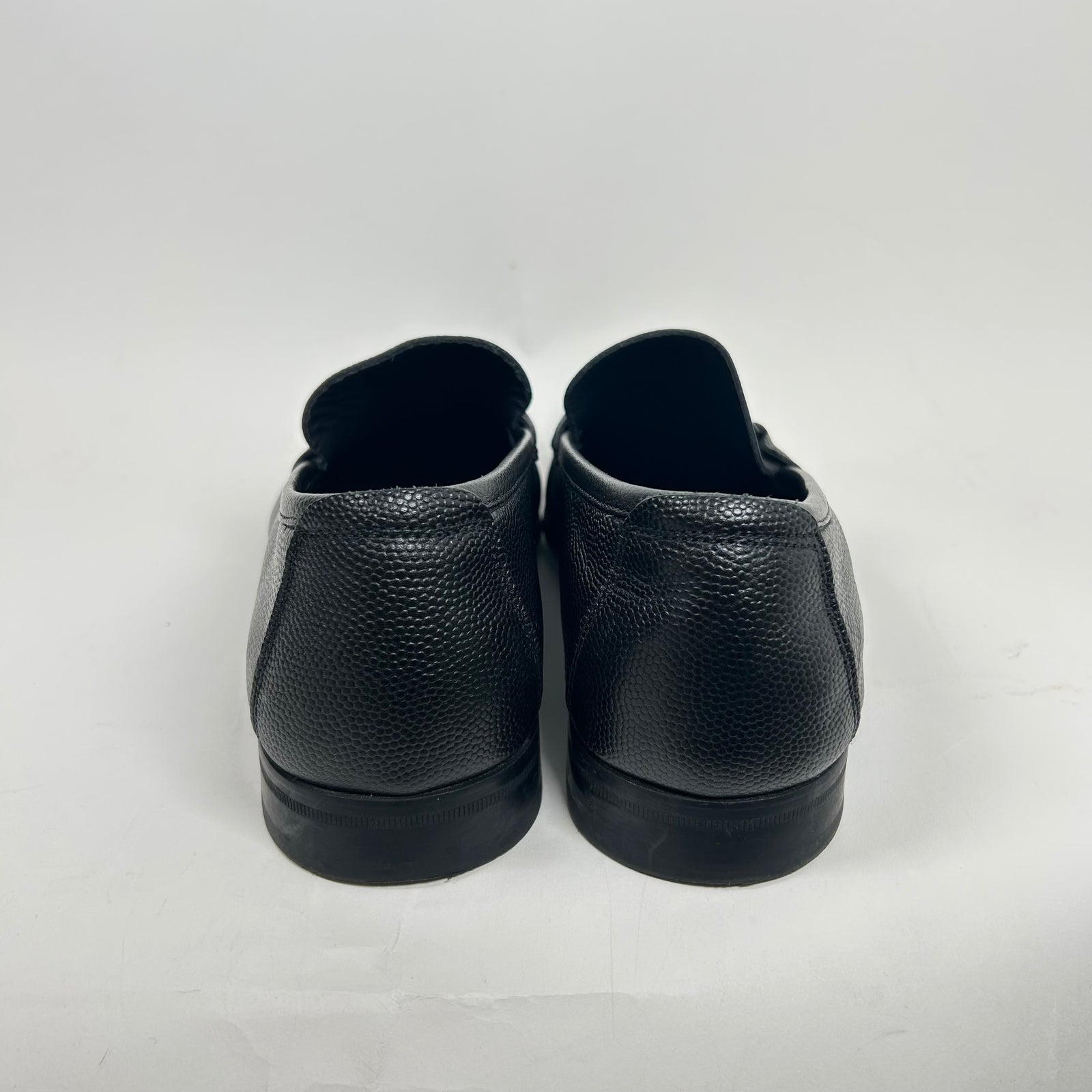 Ferragamo Black Pebble Leather Loafers Size 12