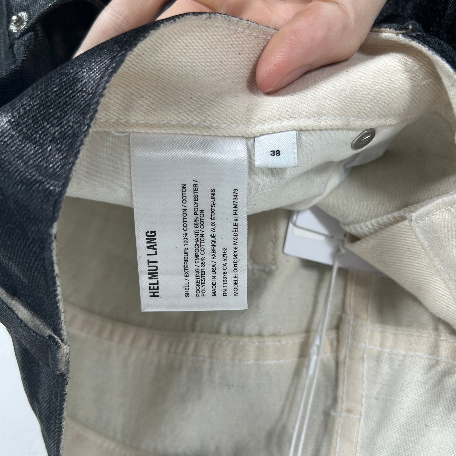 Helmut Lang Waxed Black Jeans Size 38