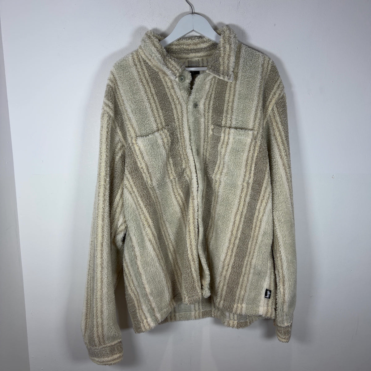Stussy Striped Sherpa 2-Pocket Button-Up Shirt