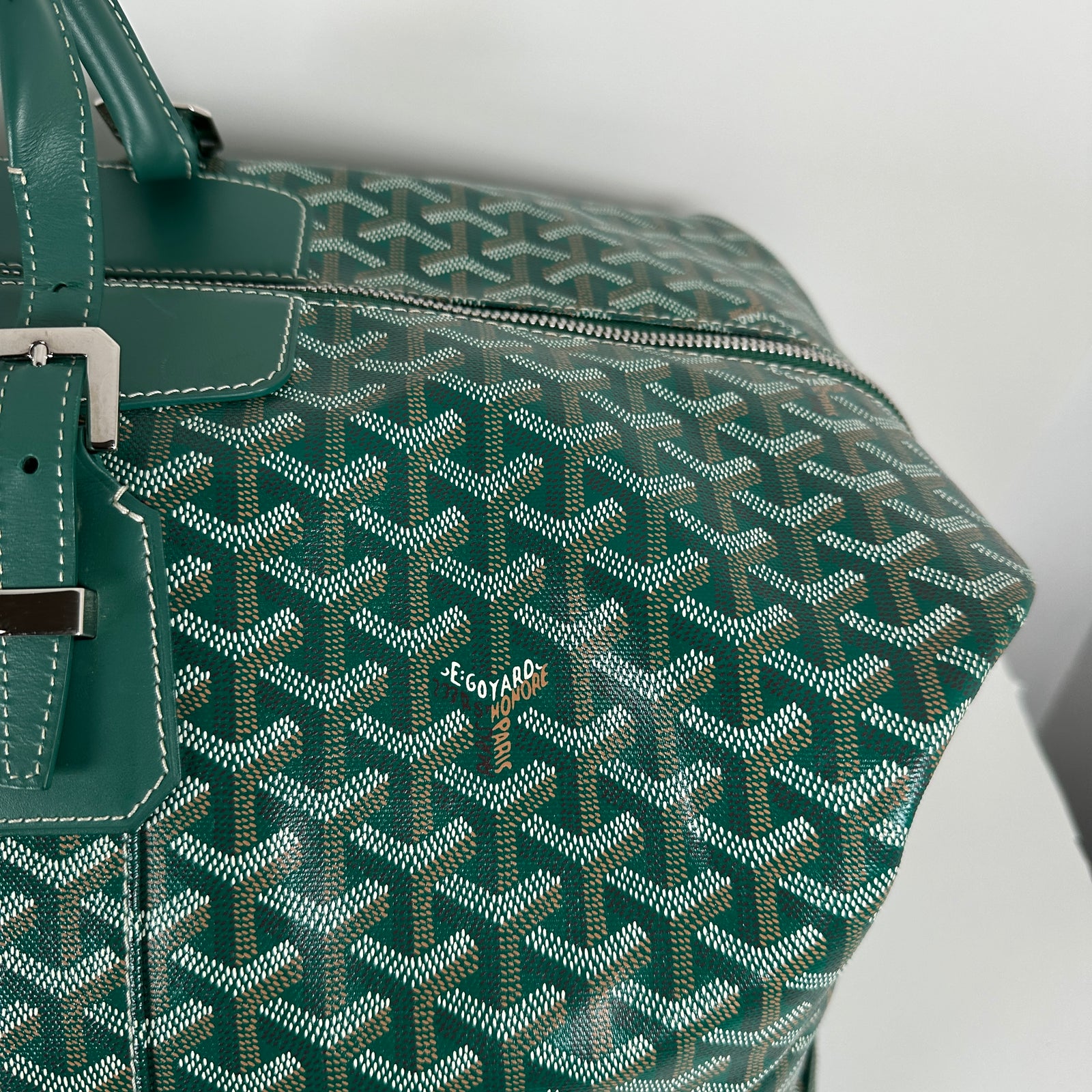 Goyard Goyardine Green Boeing 55 Travel Duffle Bag