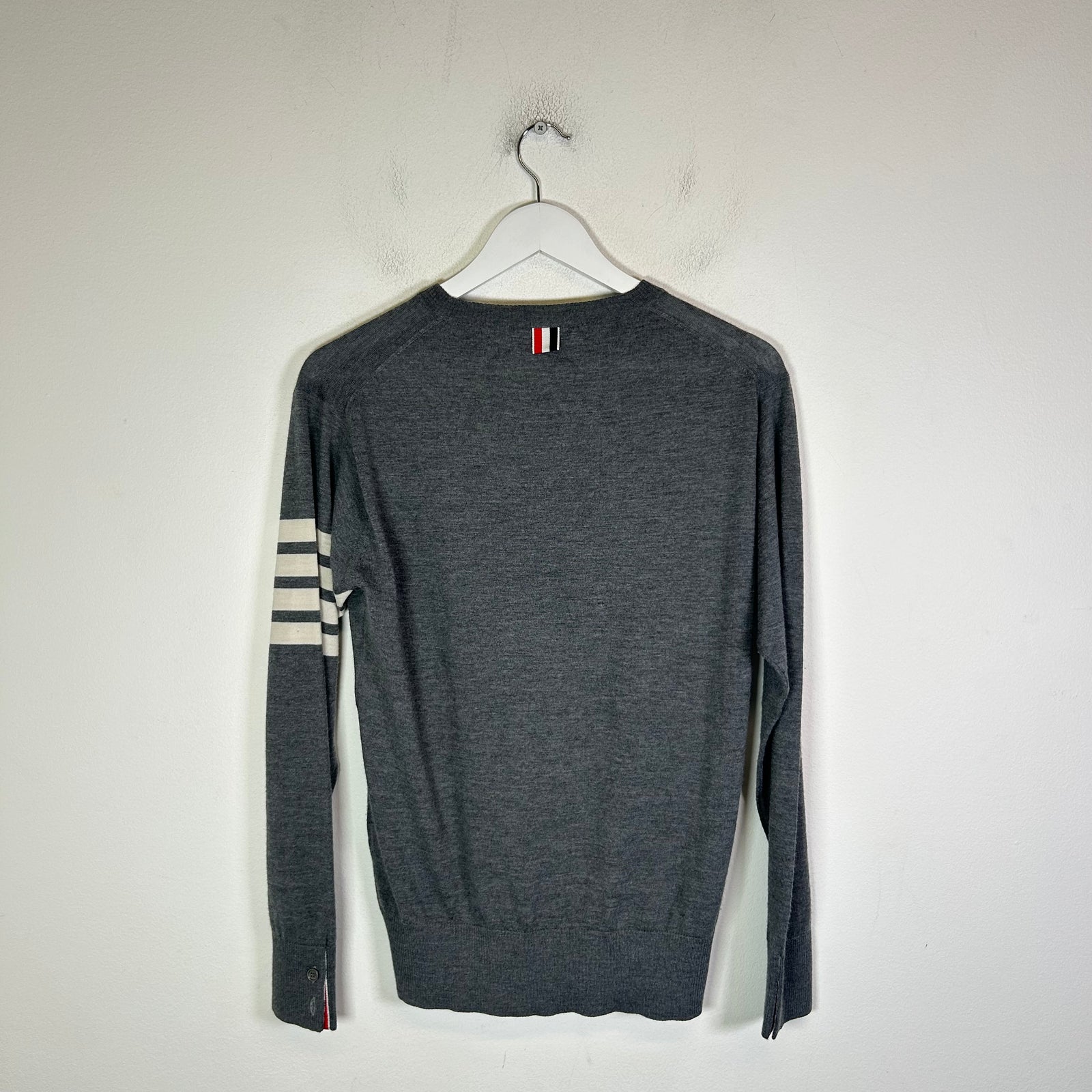 Thom Browne Grey Wool 4 Bar Lightweight Sweater Size 2