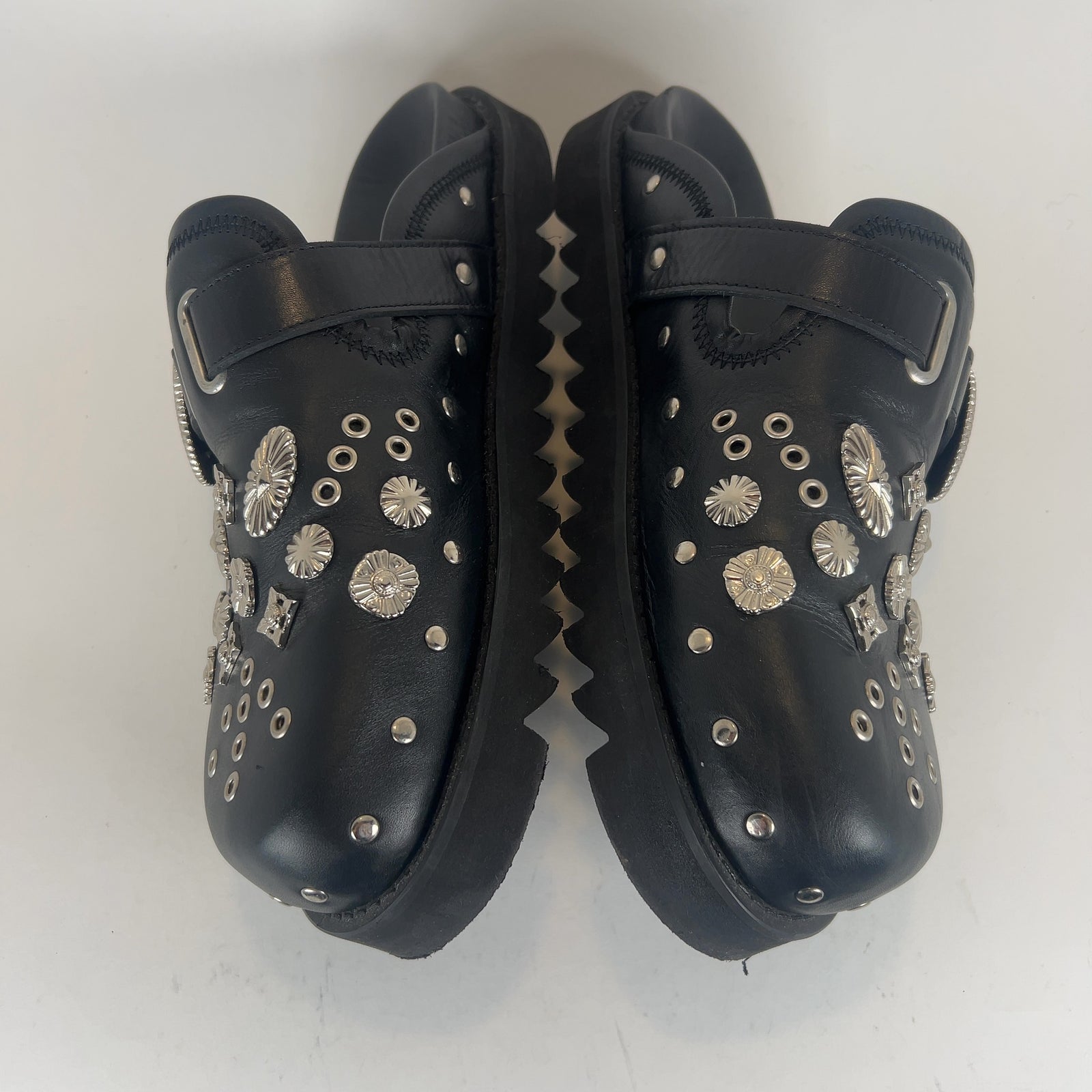 Toga Virilis Black Eyelet Metal Sabot Slip-on Loafers