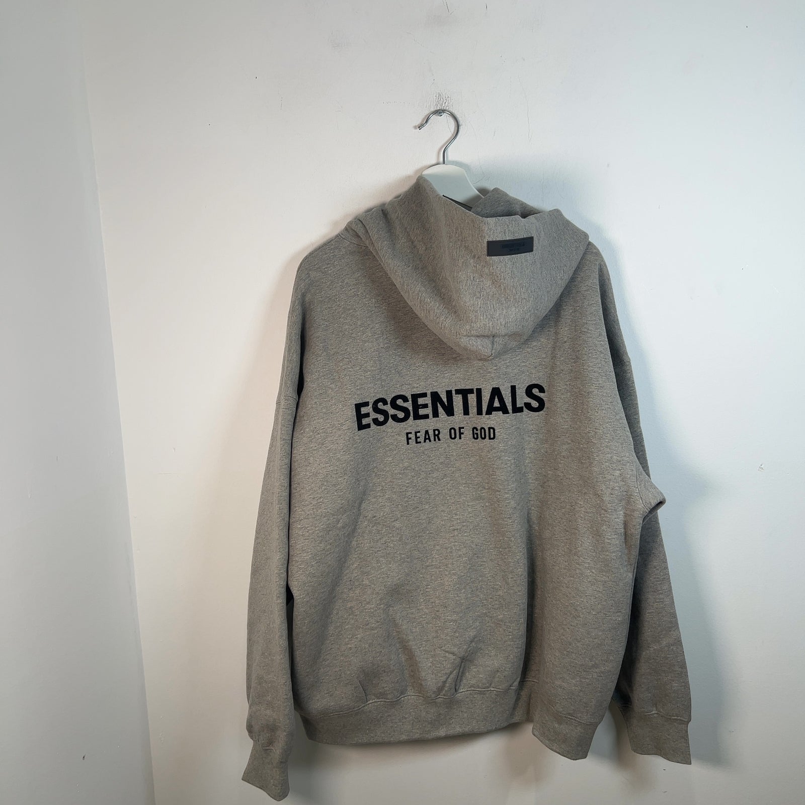 Essentials Grey Logo Hoodie Size L