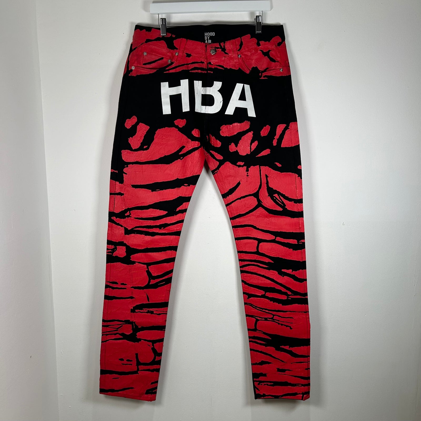 Hood By Air Logo Cracked Paint Jeans Size 34