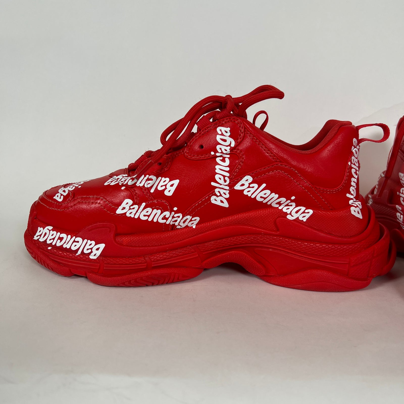 Balenciaga Triple S Red All Over Logo Size 42