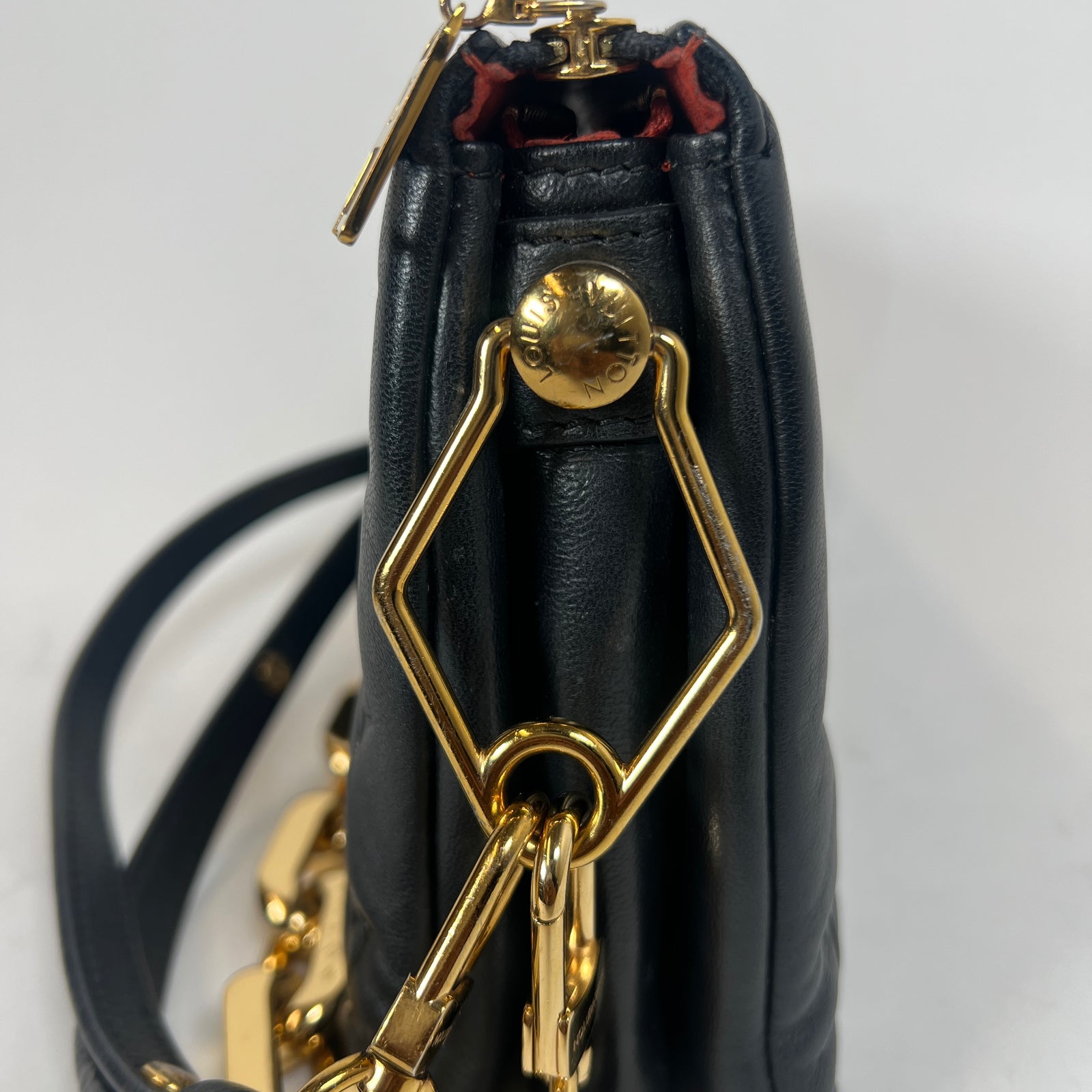 Louis Vuitton Black Lambskin Embossed Coussin BB Bag