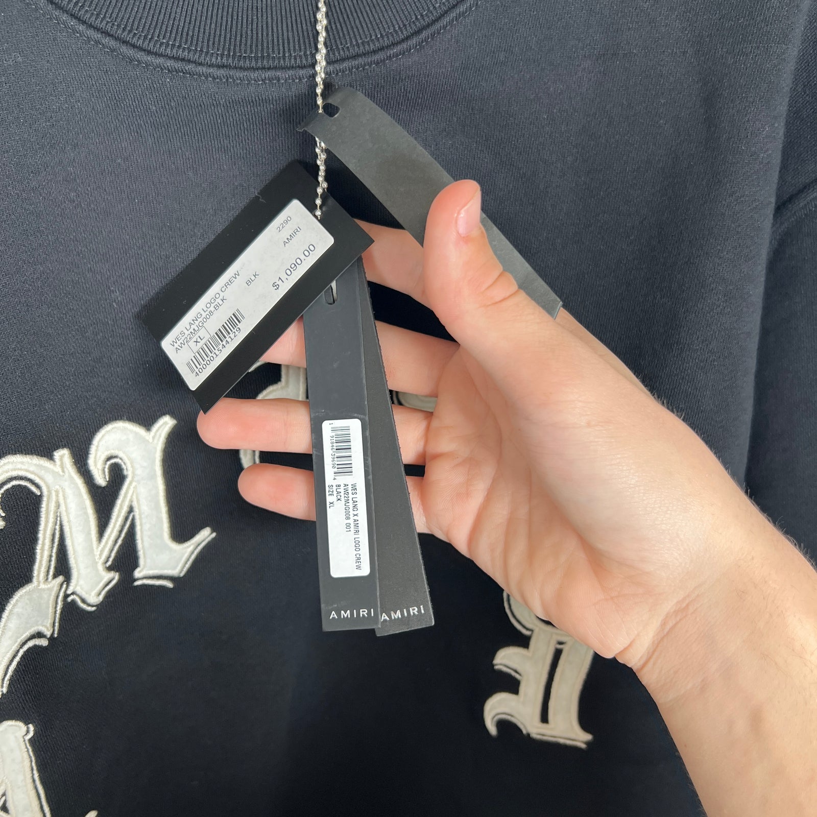 Amiri x Wes Lang Black Curve Logo Crewneck Size XL