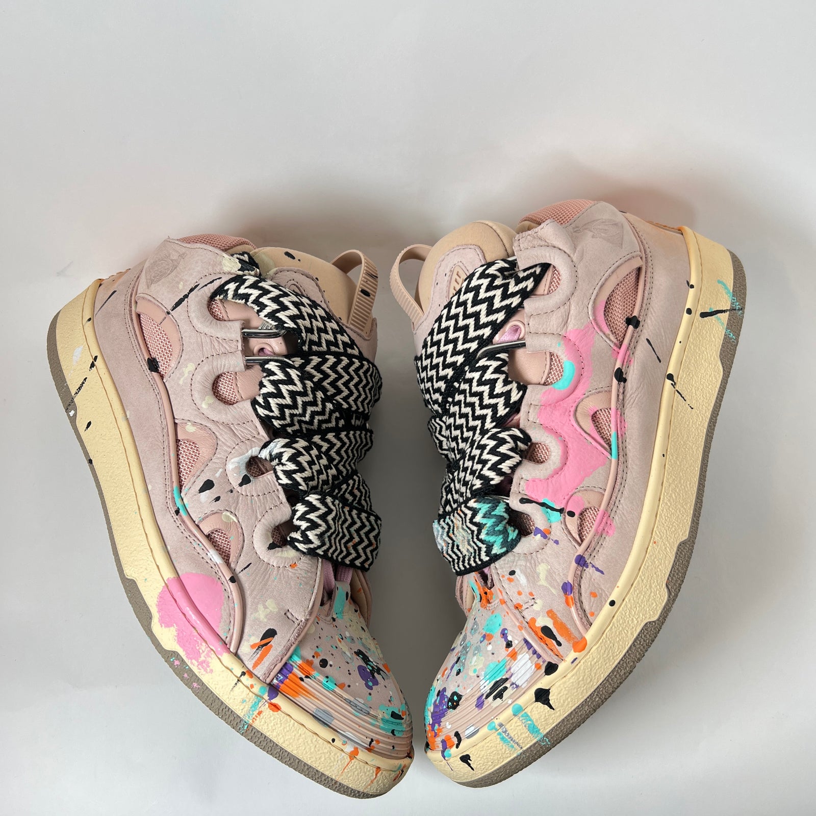 Lanvin x Gallery Dept Pink Paint Splatter Curb Sneaker Size 45